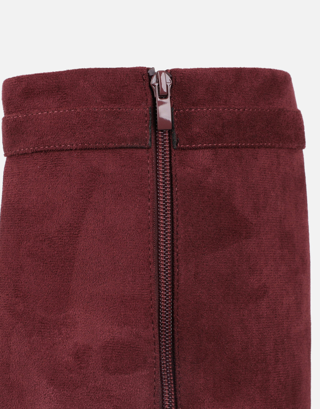 Anais Burgundy Microfibre Foldover Buckle Detail Heeled Boots