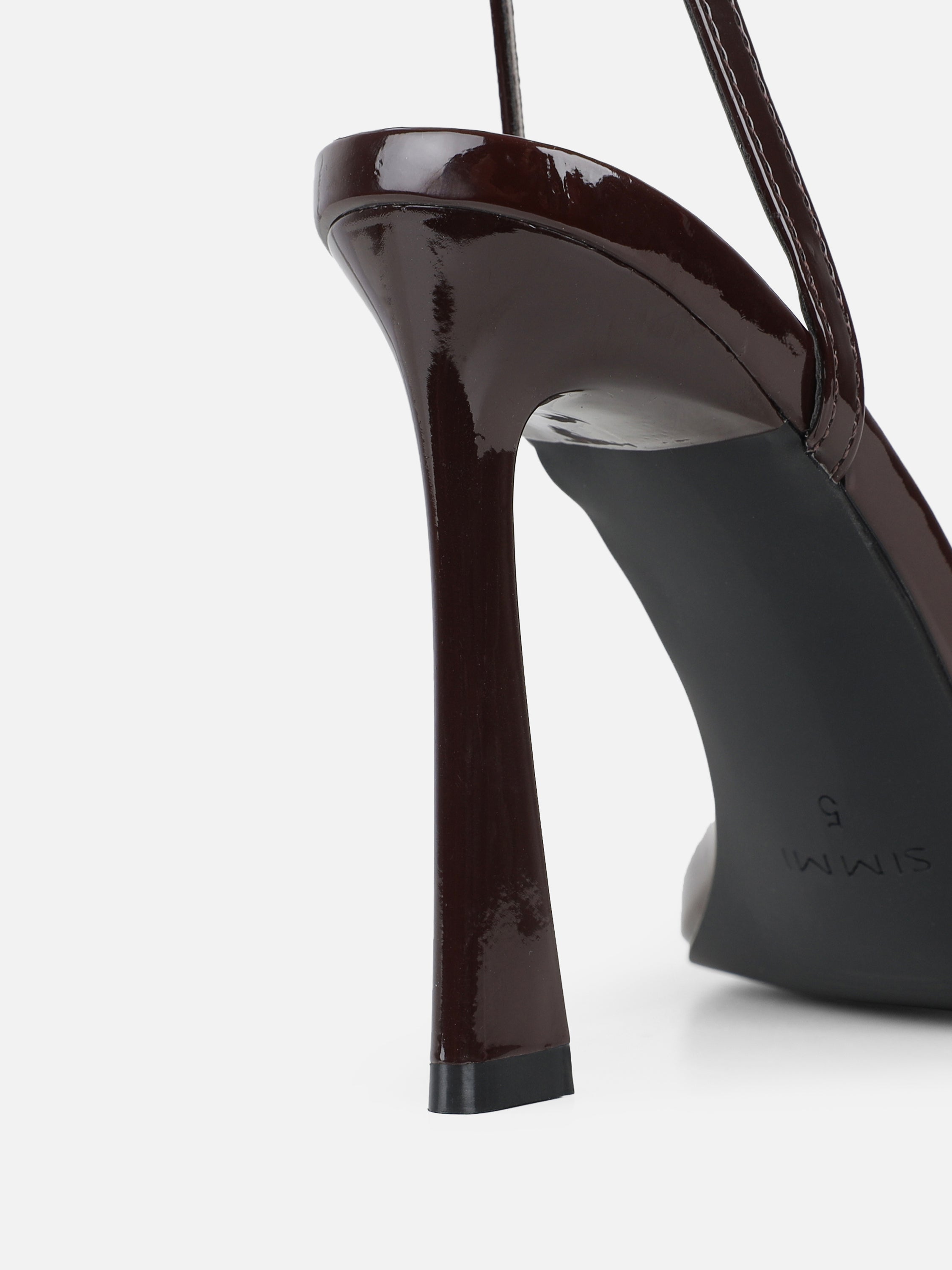 Apple Brown Patent Flared Heeled Sandals