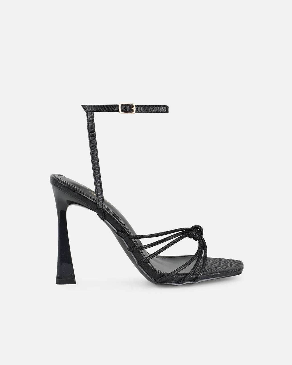 Riarra Black Lizard Strappy Heeled Sandals