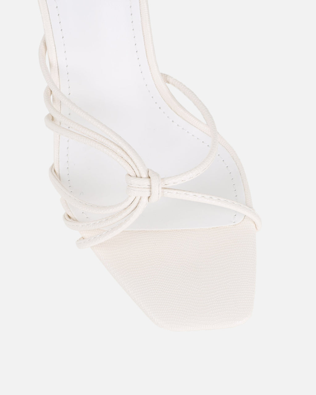 Riarra White Lizard Strappy Heeled Sandals