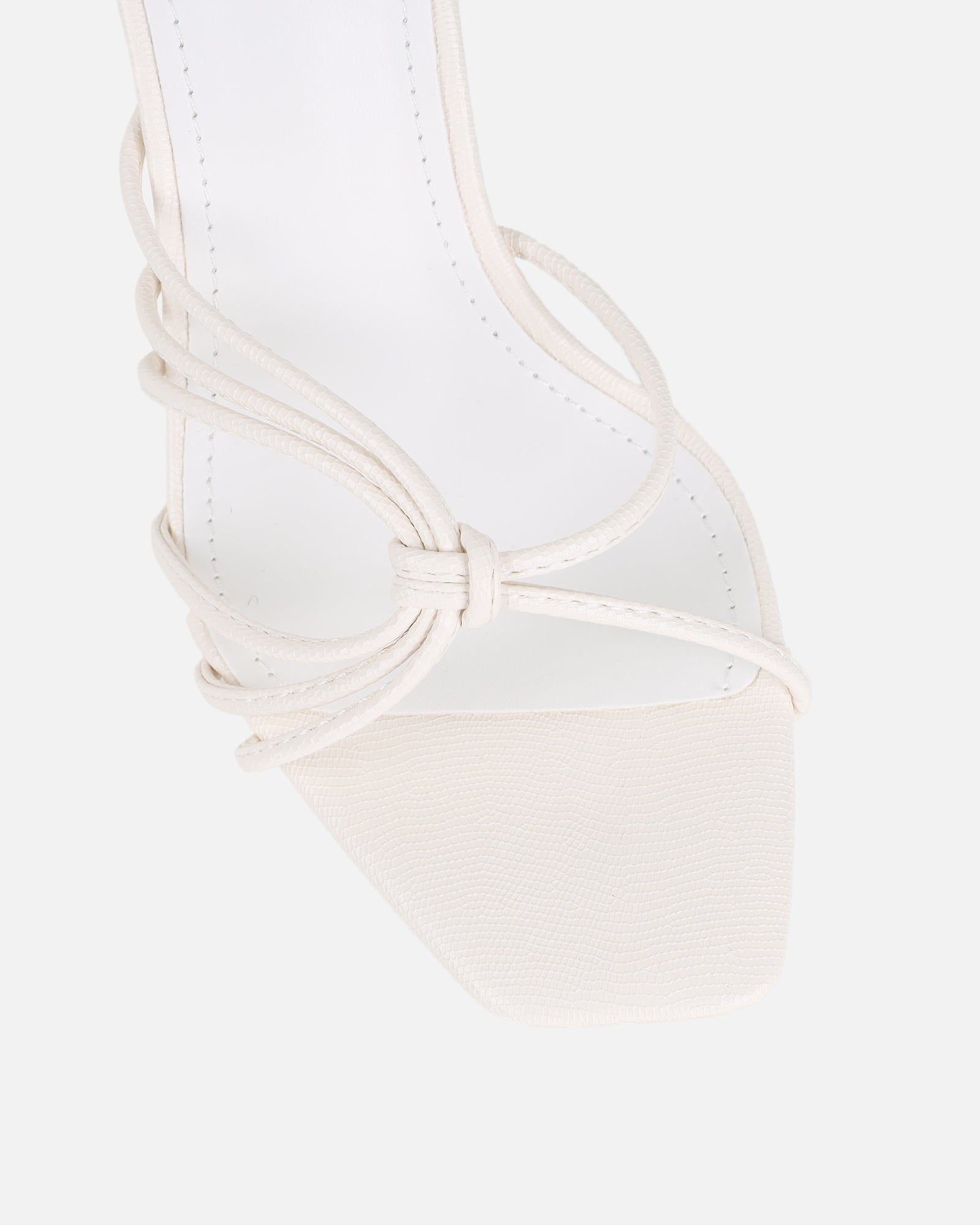 Riarra White Lizard Strappy Heeled Sandals