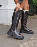 Brookes Brown Burnished Knee High Chunky Boots