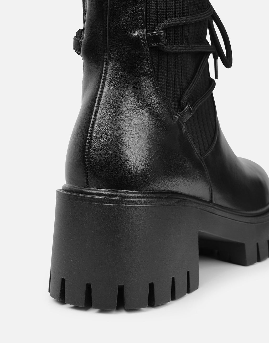 Bance Black Chunky Lace Detail Boots