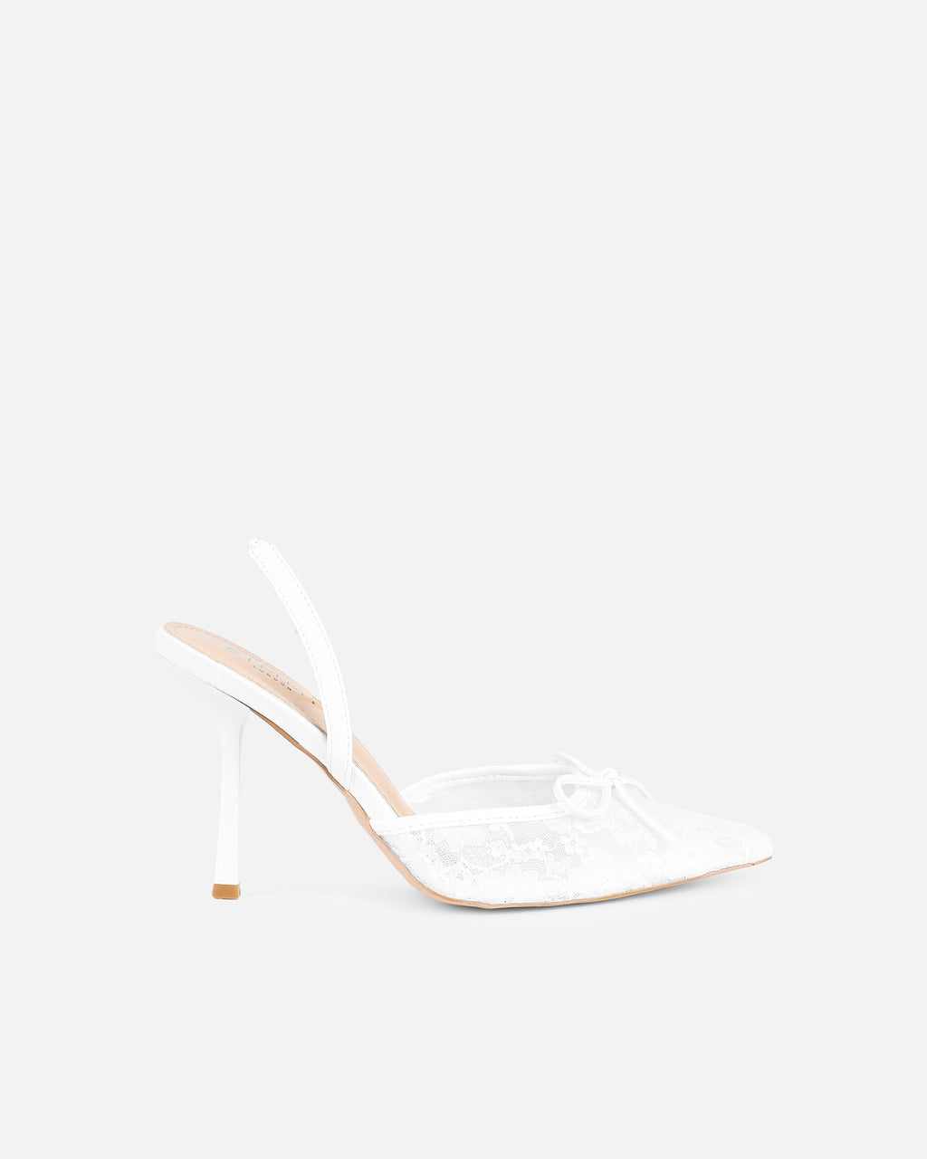 Bebee White Lace Bow Heeled Sandals