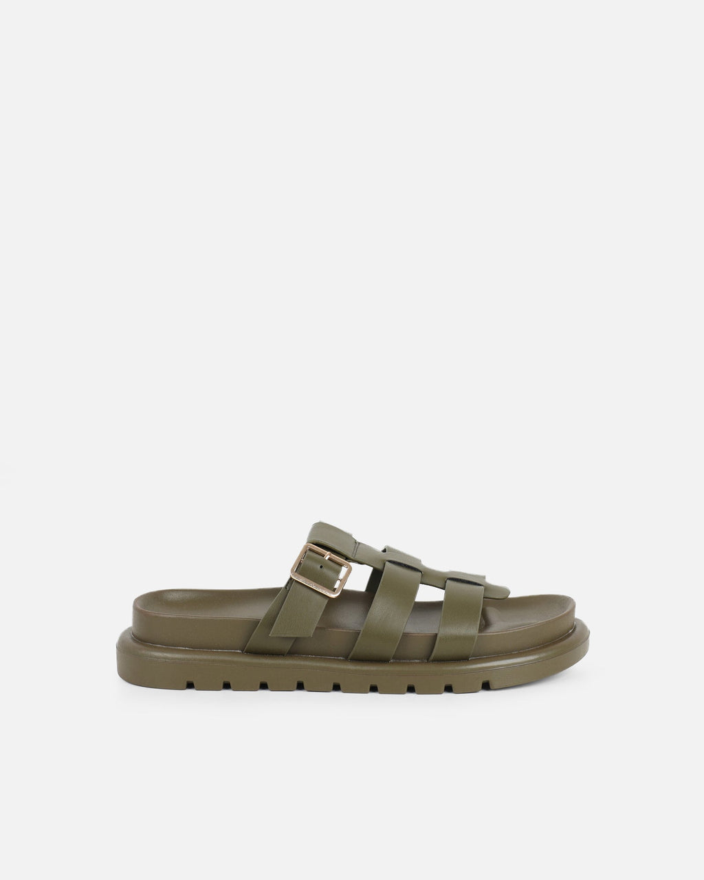 Berri Khaki Chunky Footbed Sliders