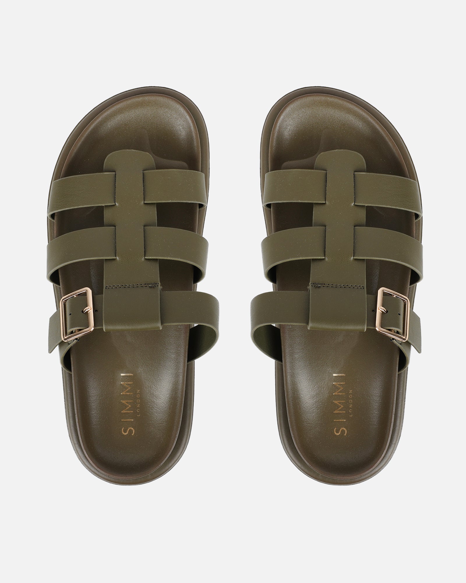 Berri Khaki Chunky Footbed Sliders