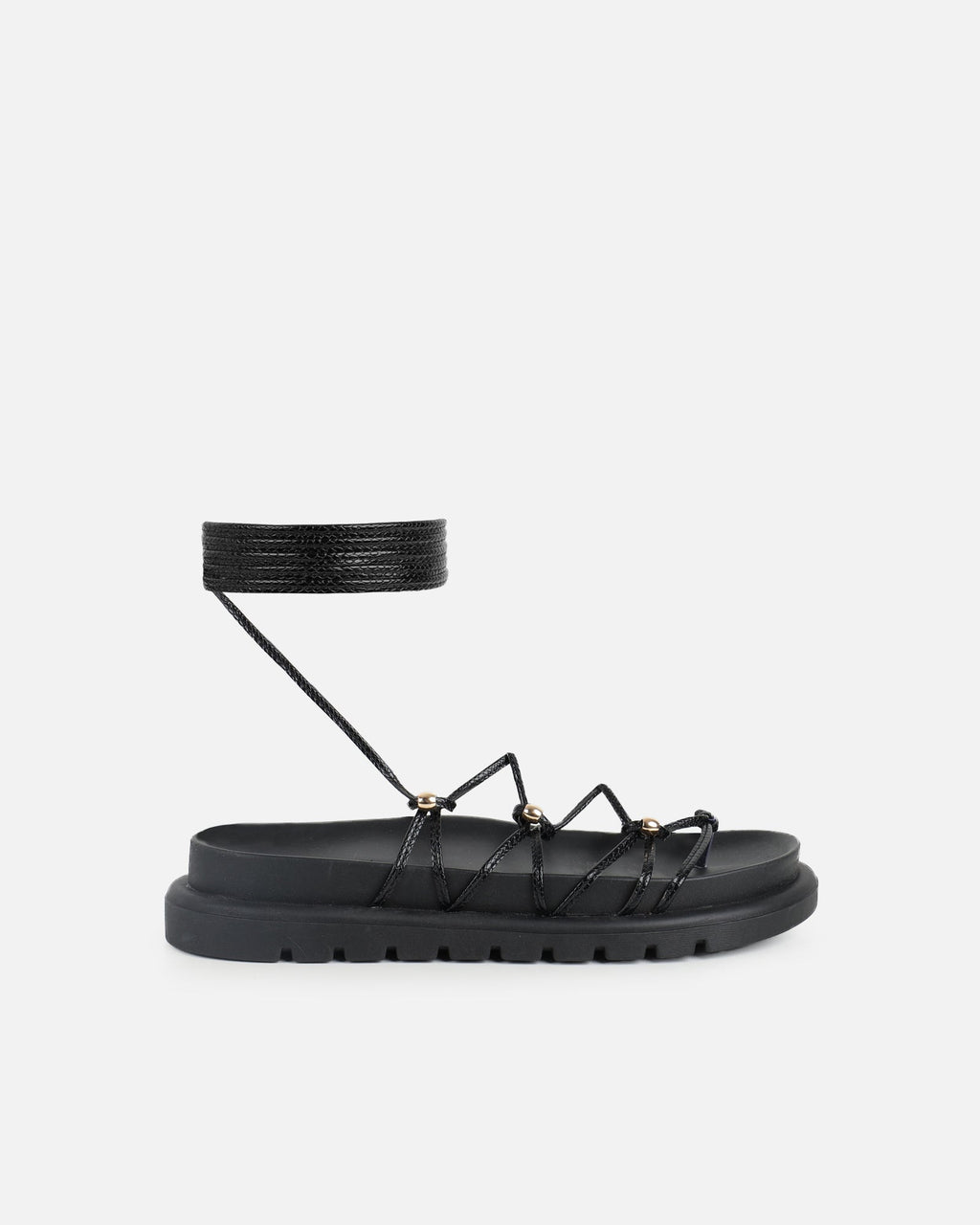 Billie Black Rope Tie Up Sandals