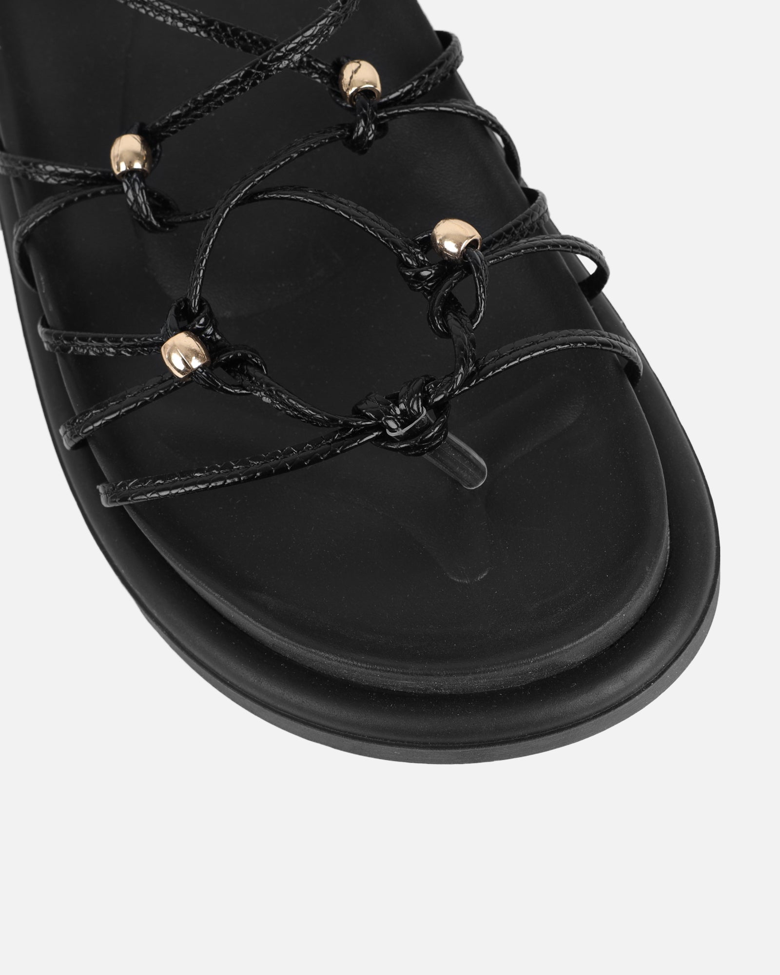 Billie Black Rope Tie Up Sandals