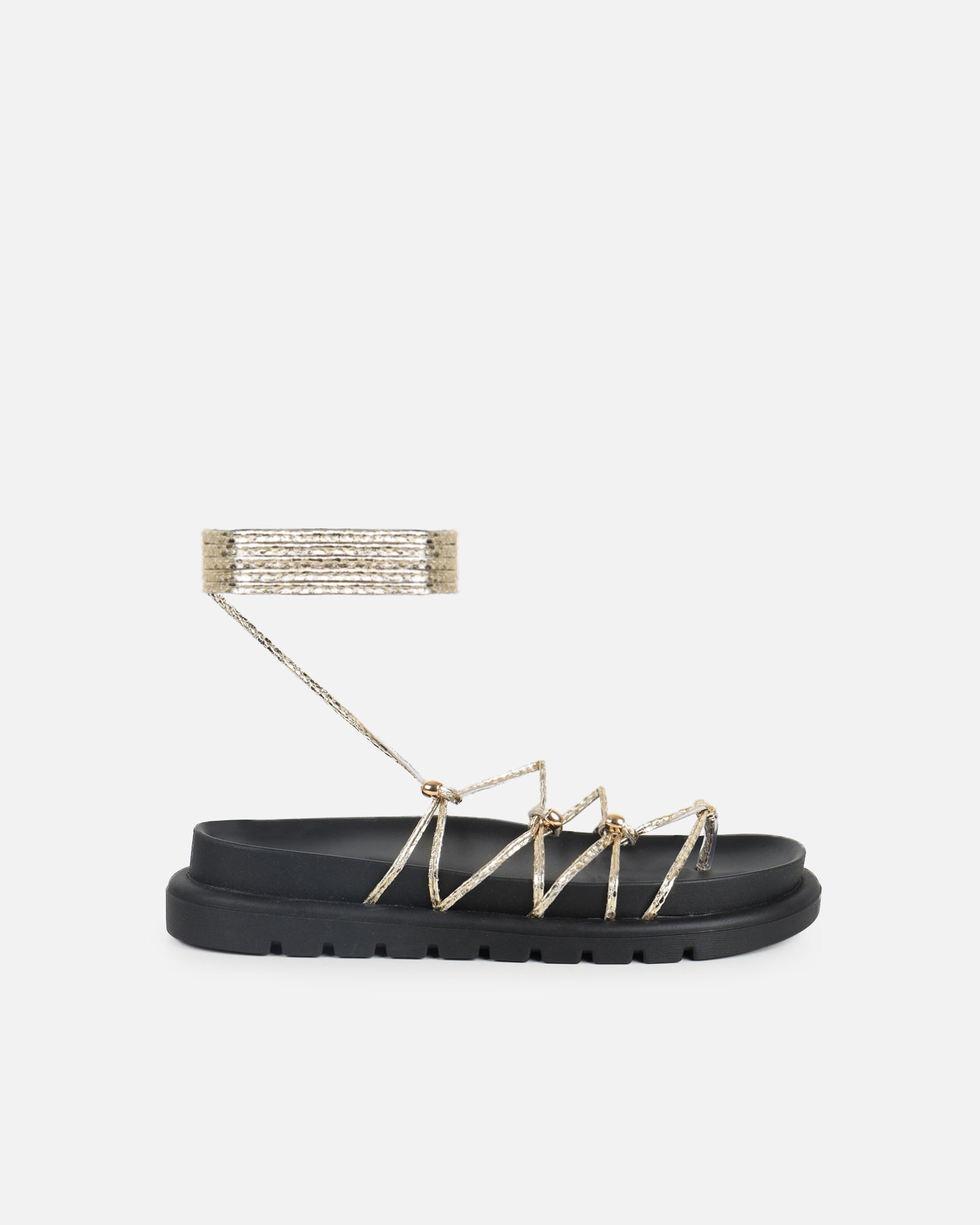 Billie Gold Rope Tie Up Sandals
