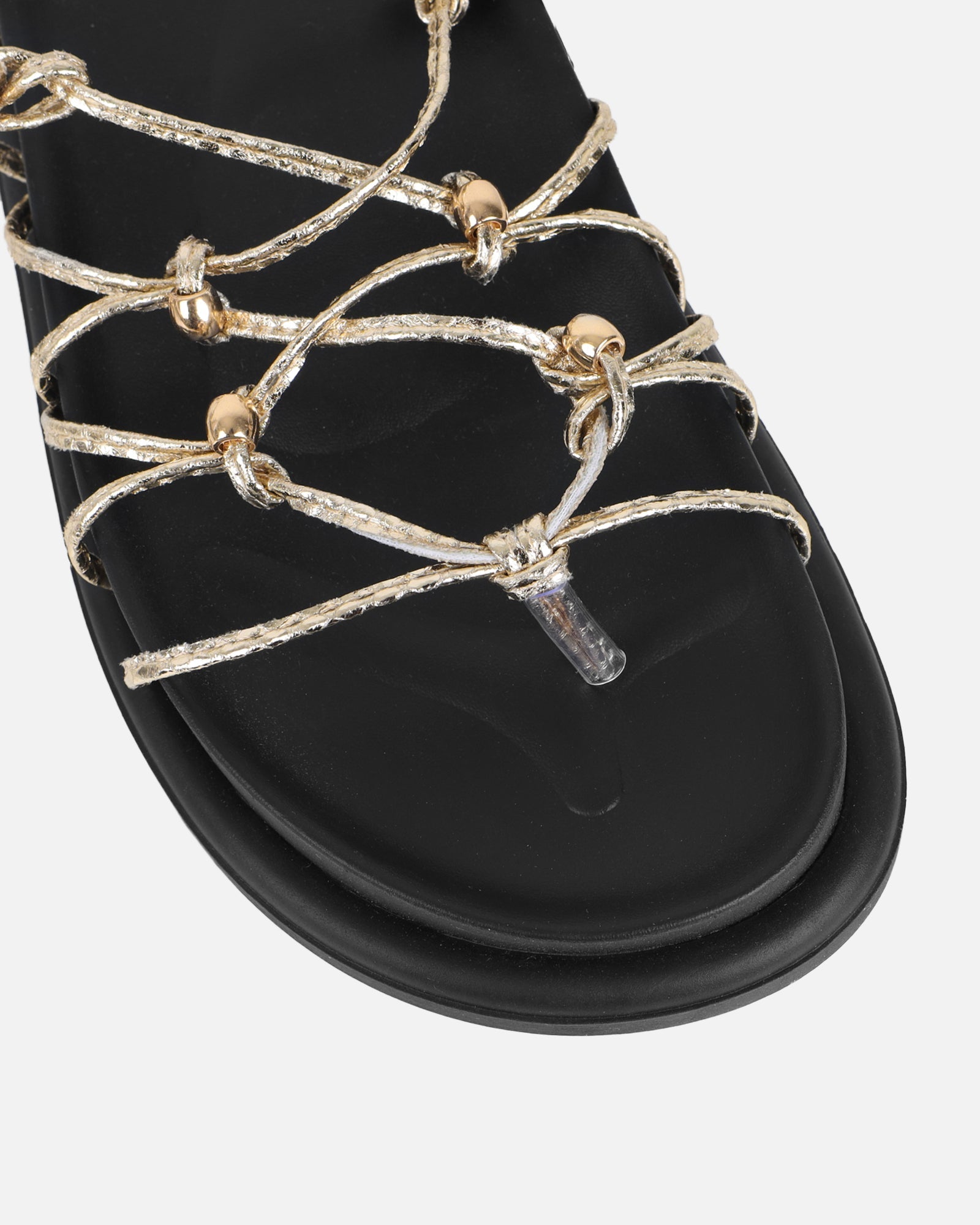 Billie Gold Rope Tie Up Sandals