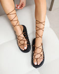 Billie Tan Rope Tie Up Sandals