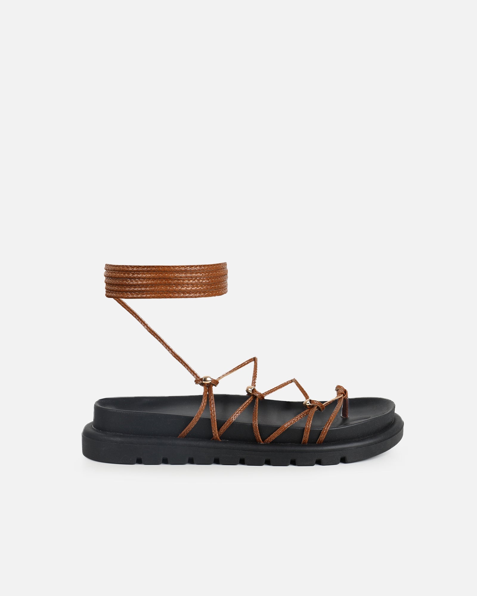 Billie Tan Rope Tie Up Sandals