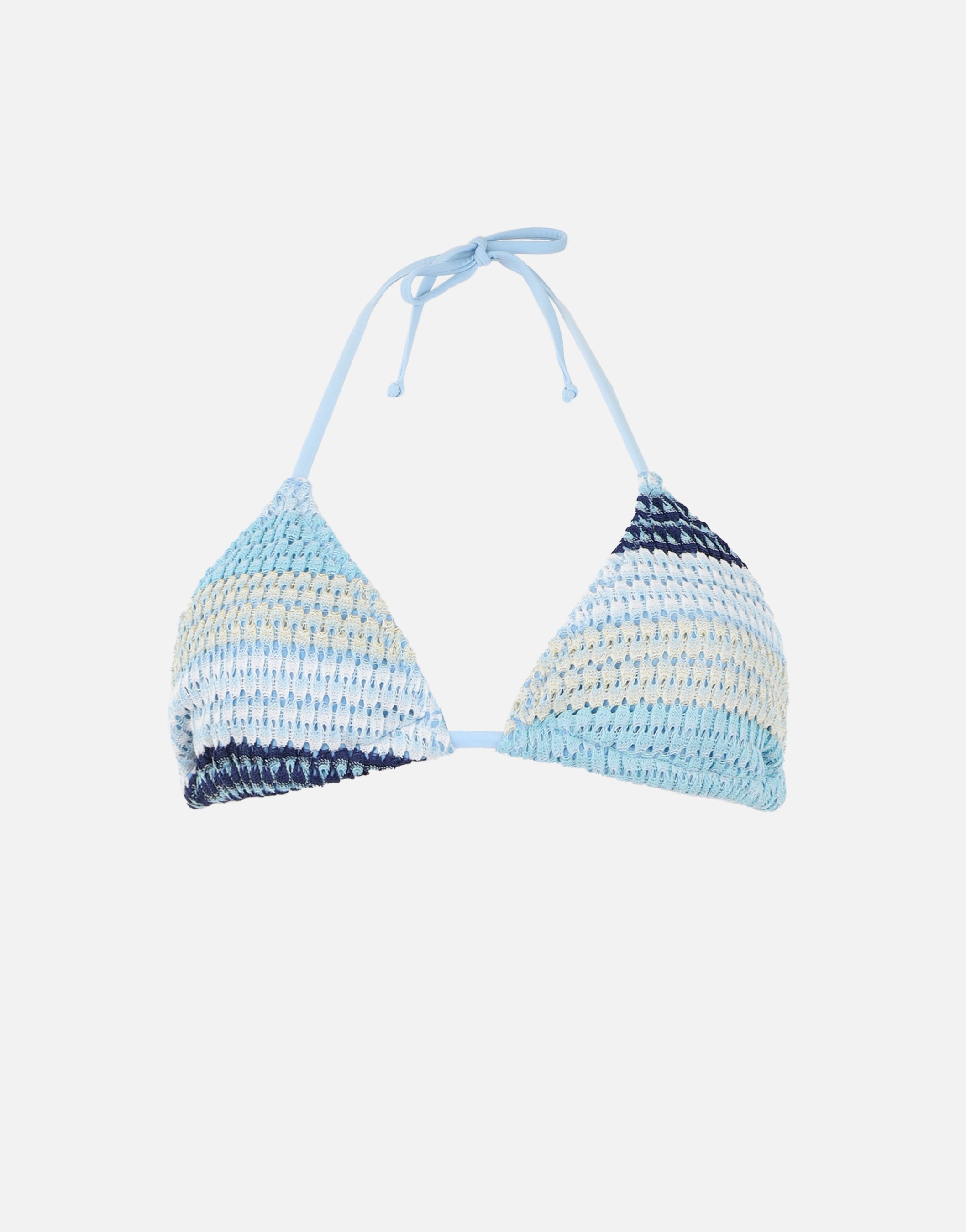 Bleu Textured Triangle Bikini Top In Blue