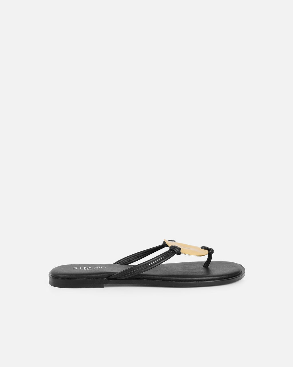 Bowe Black Gold Detail Toe Thong Sliders