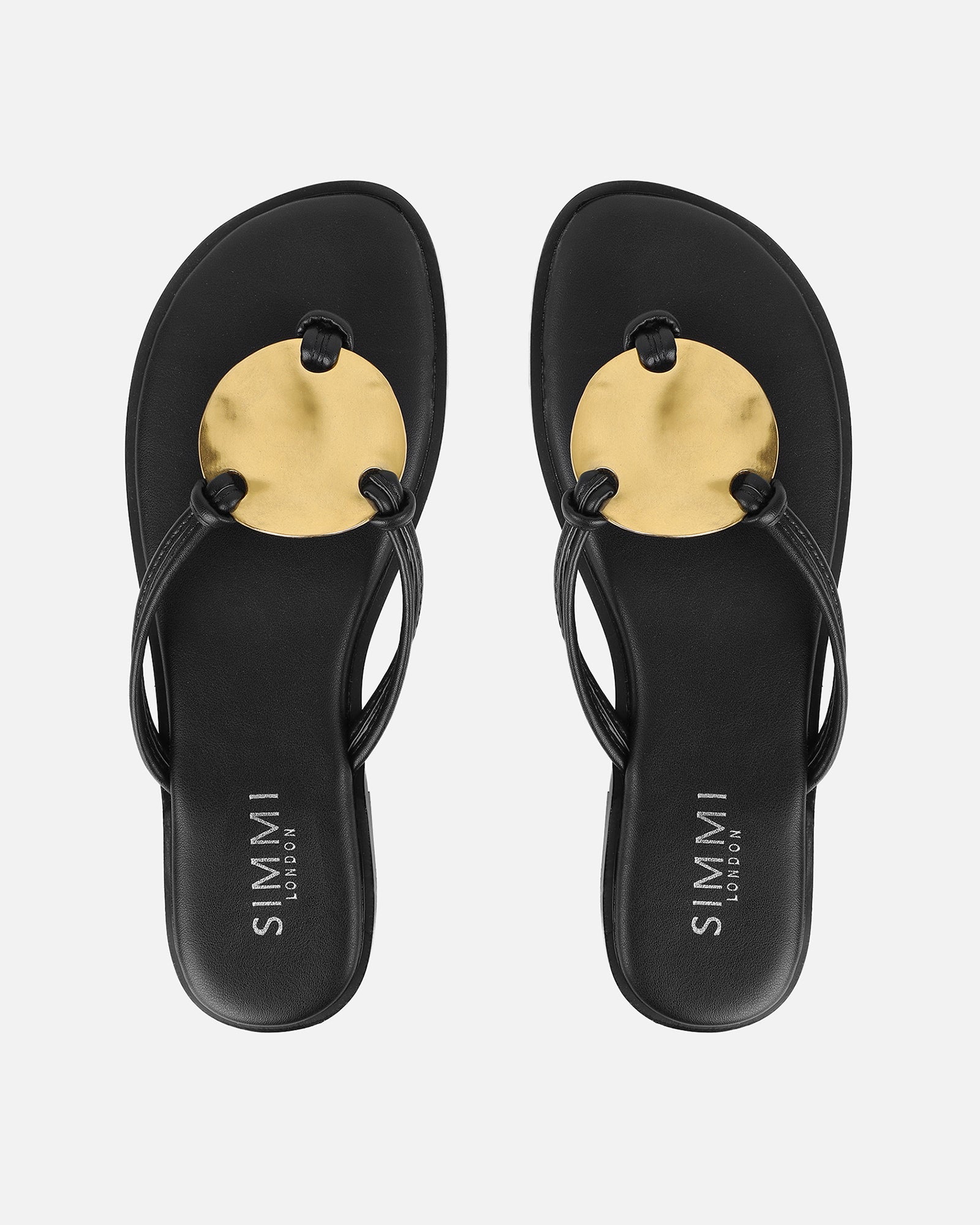 Bowe Black Gold Detail Toe Thong Sliders