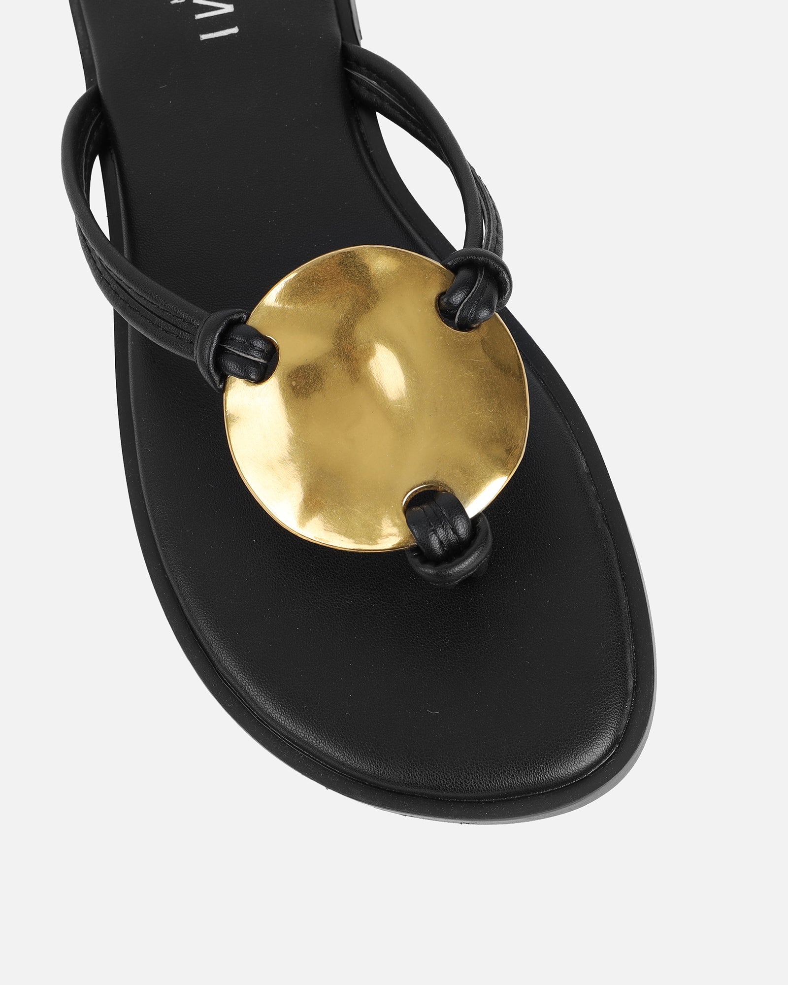 Bowe Black Gold Detail Toe Thong Sliders