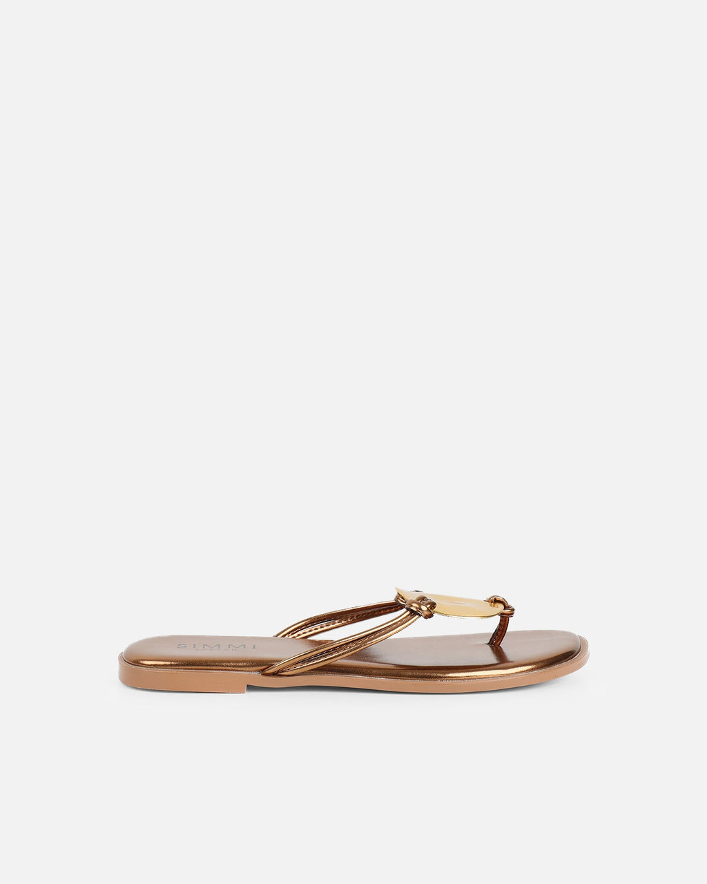 Bowe Bronze Gold Detail Toe Thong Sliders