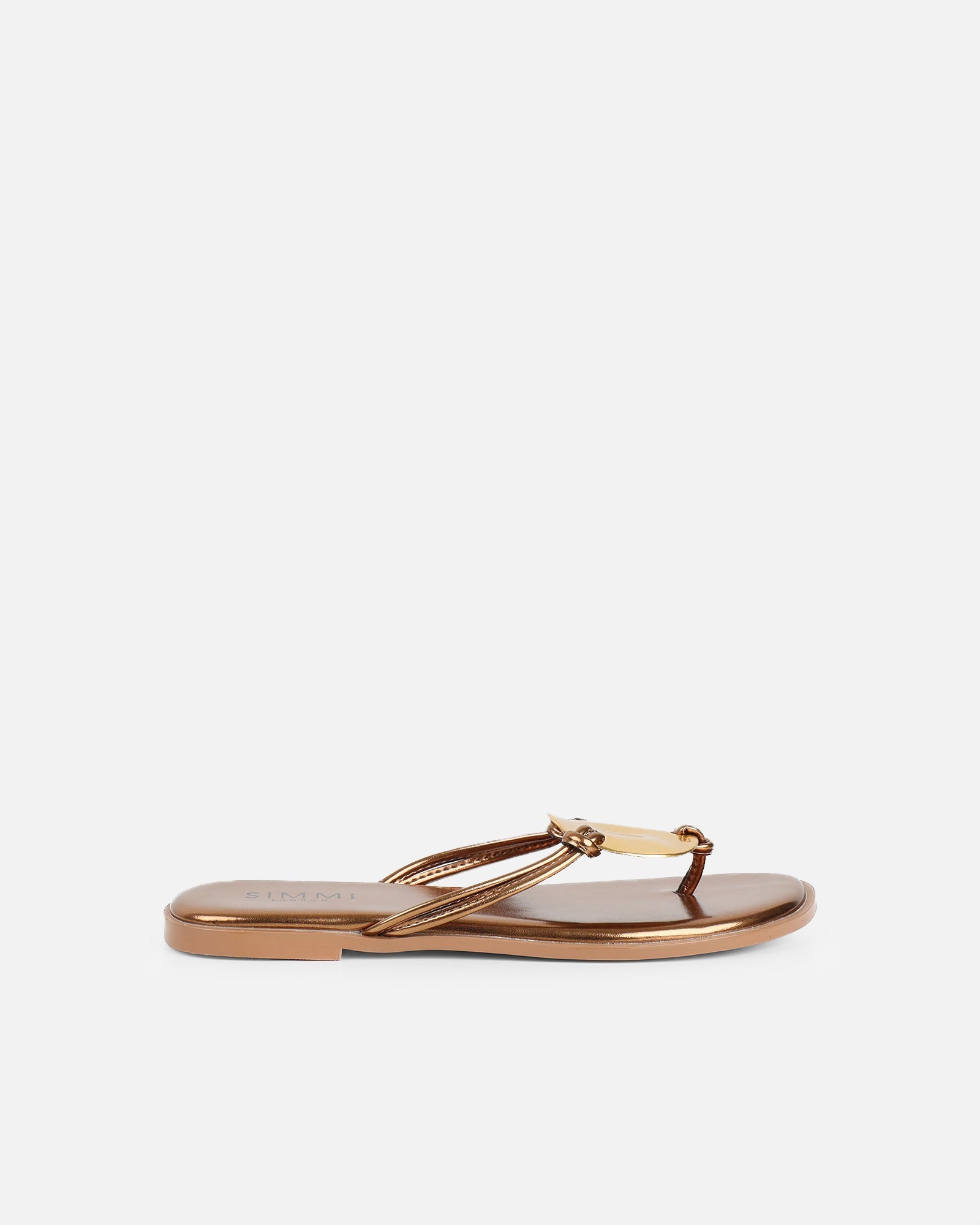 Bowe Bronze Gold Detail Toe Thong Sliders