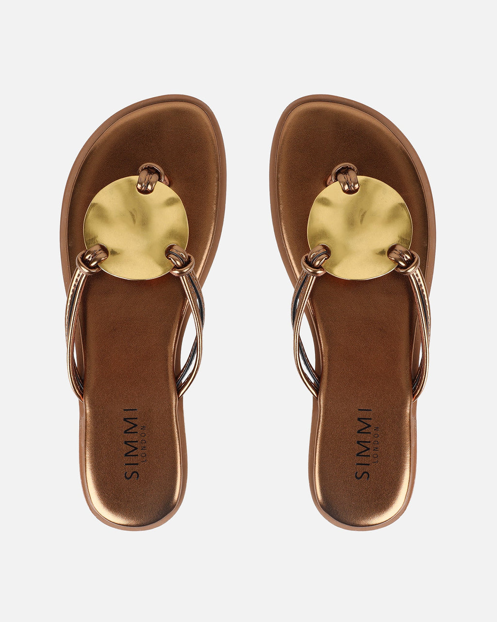 Bowe Bronze Gold Detail Toe Thong Sliders