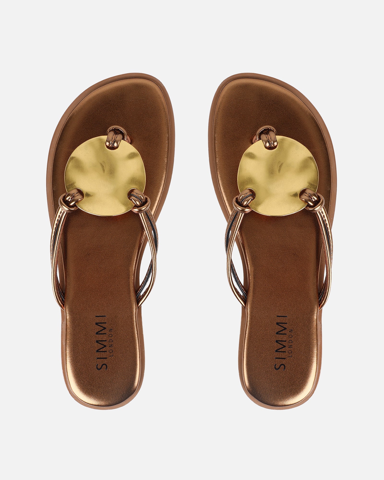 Bowe Bronze Gold Detail Toe Thong Sliders