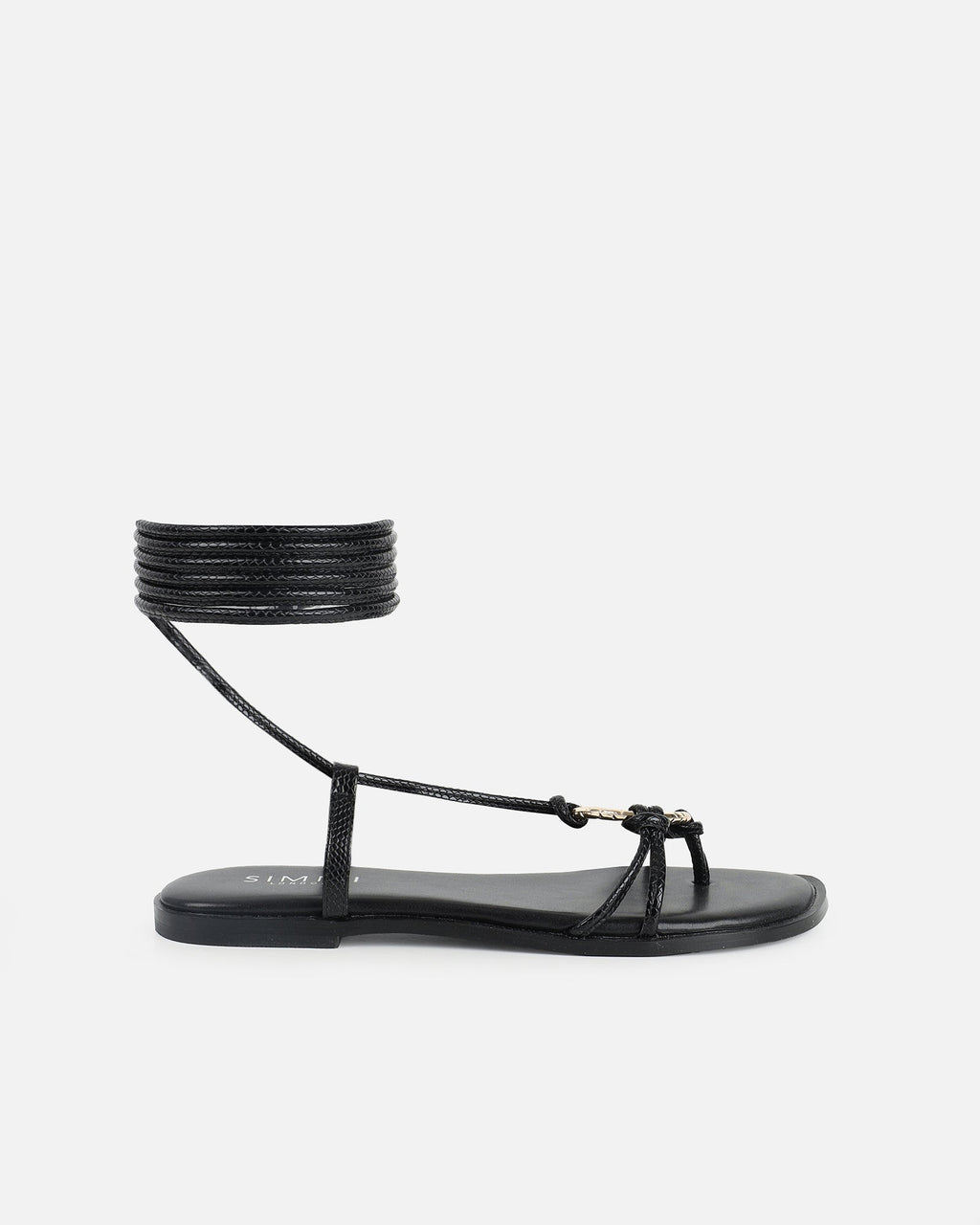 Bari Black Tie Up Gold Detail Sandals