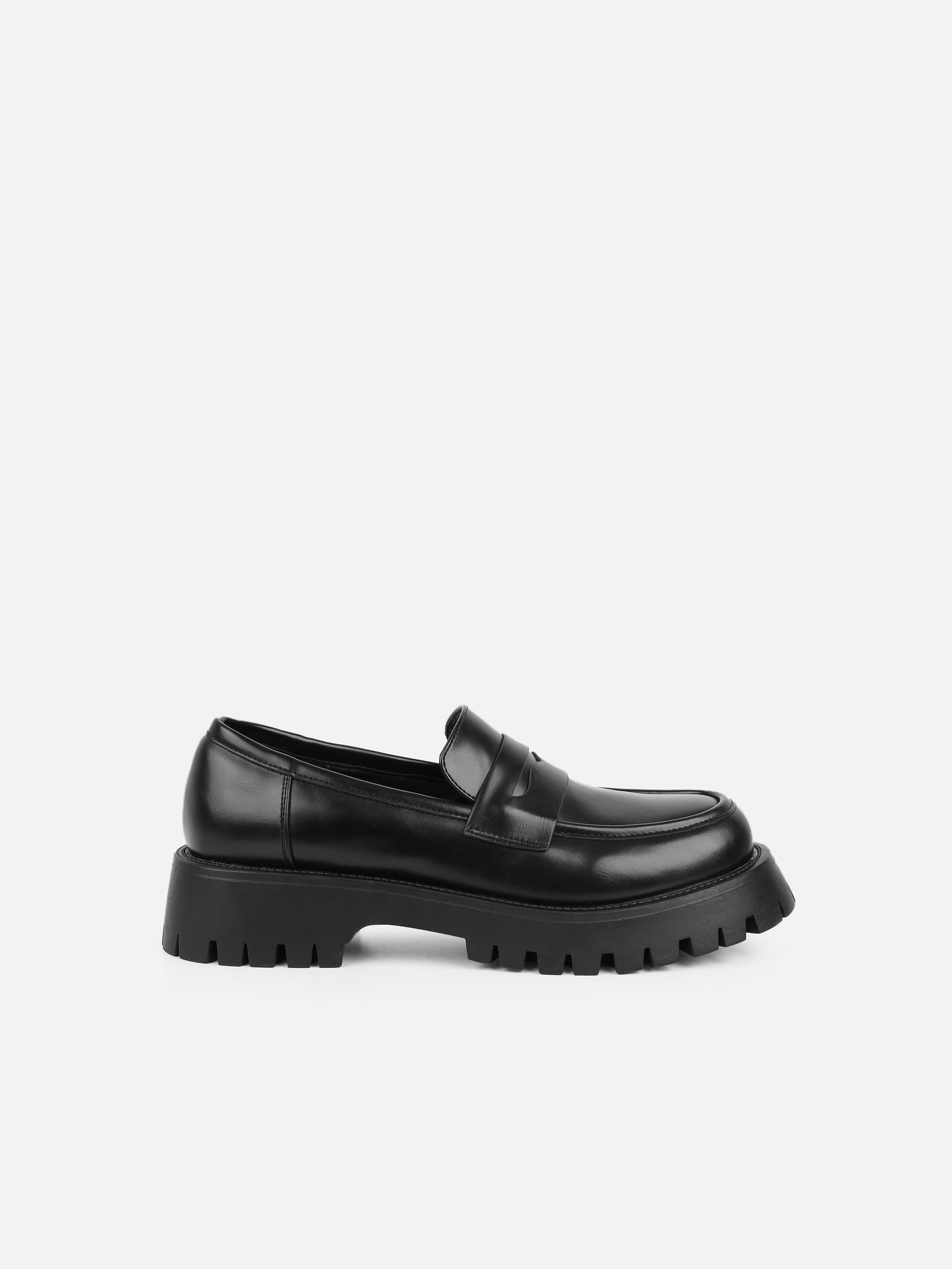 Bran Black Chunky Penny Loafers