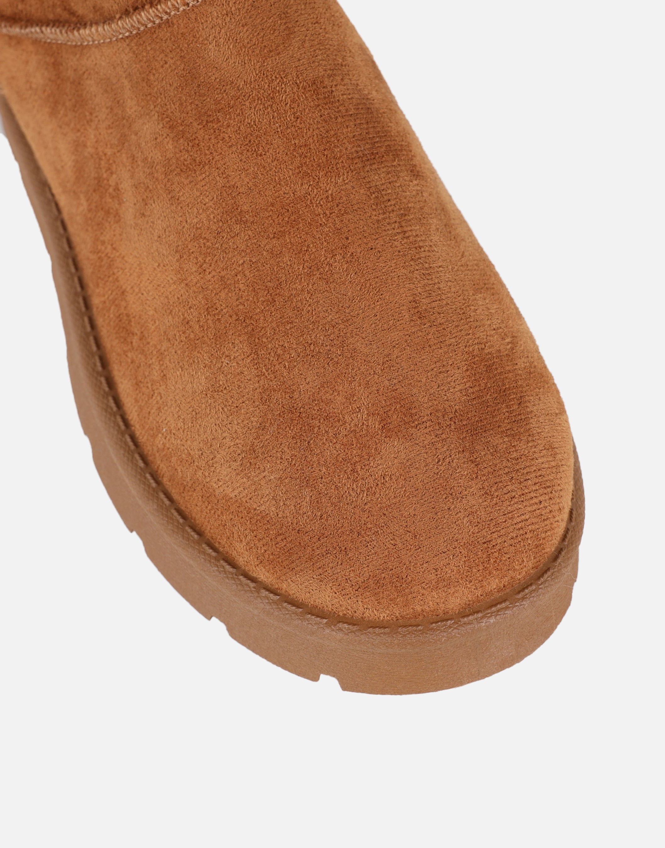 Emmy Chestnut Faux Suede Micro Flatform Boots