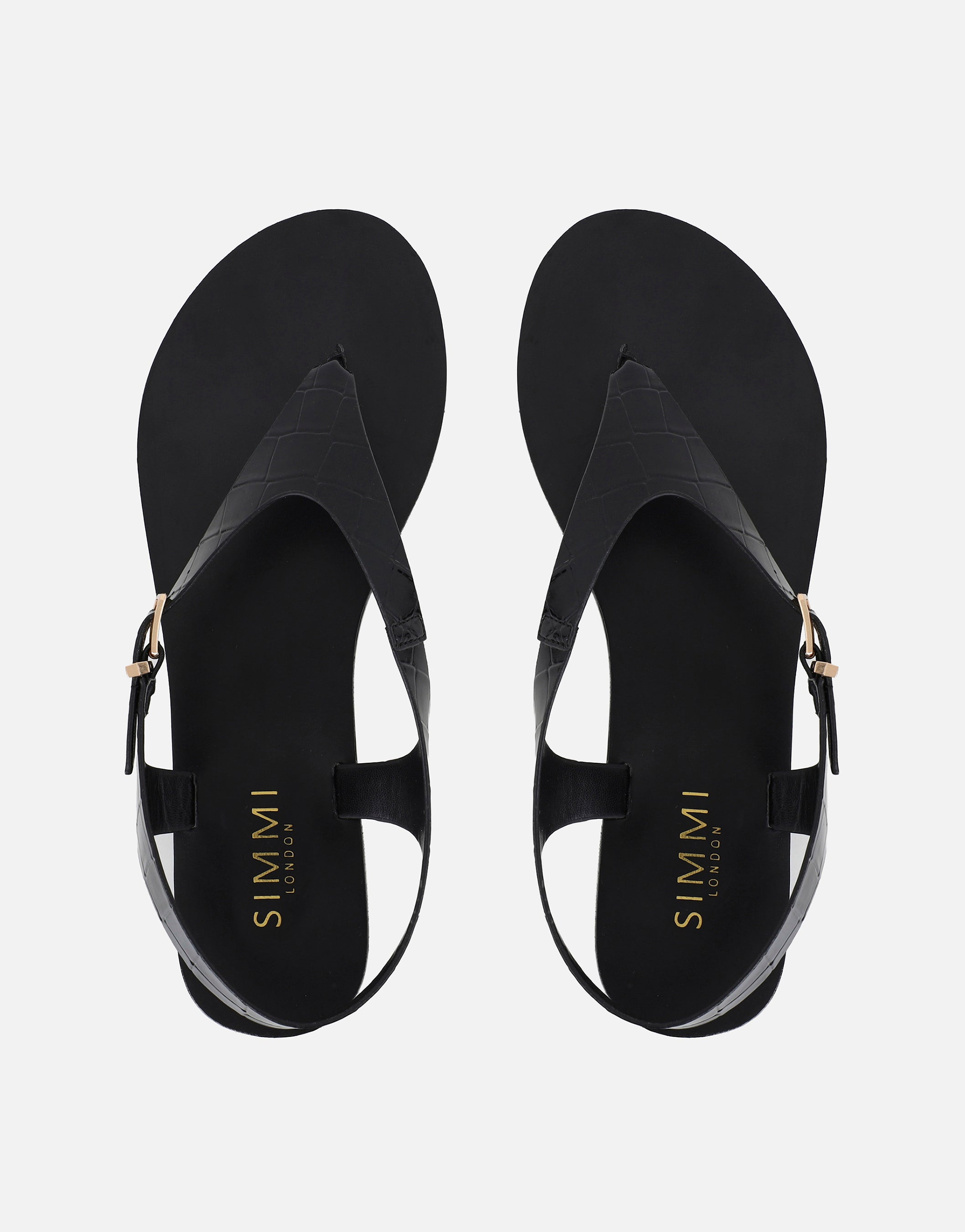 Kendall Black Toe Post Flat Sandals
