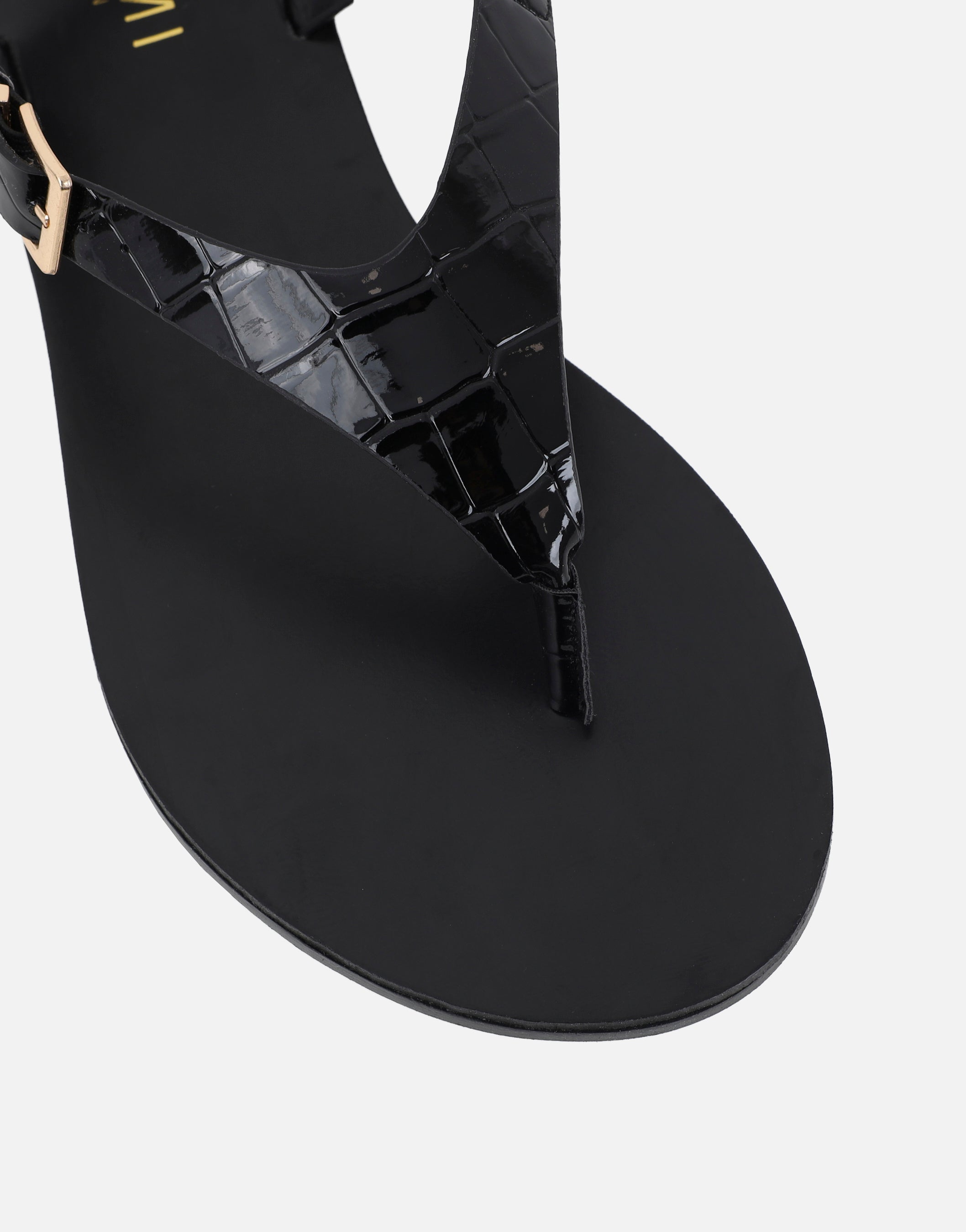 Kendall Black Toe Post Flat Sandals