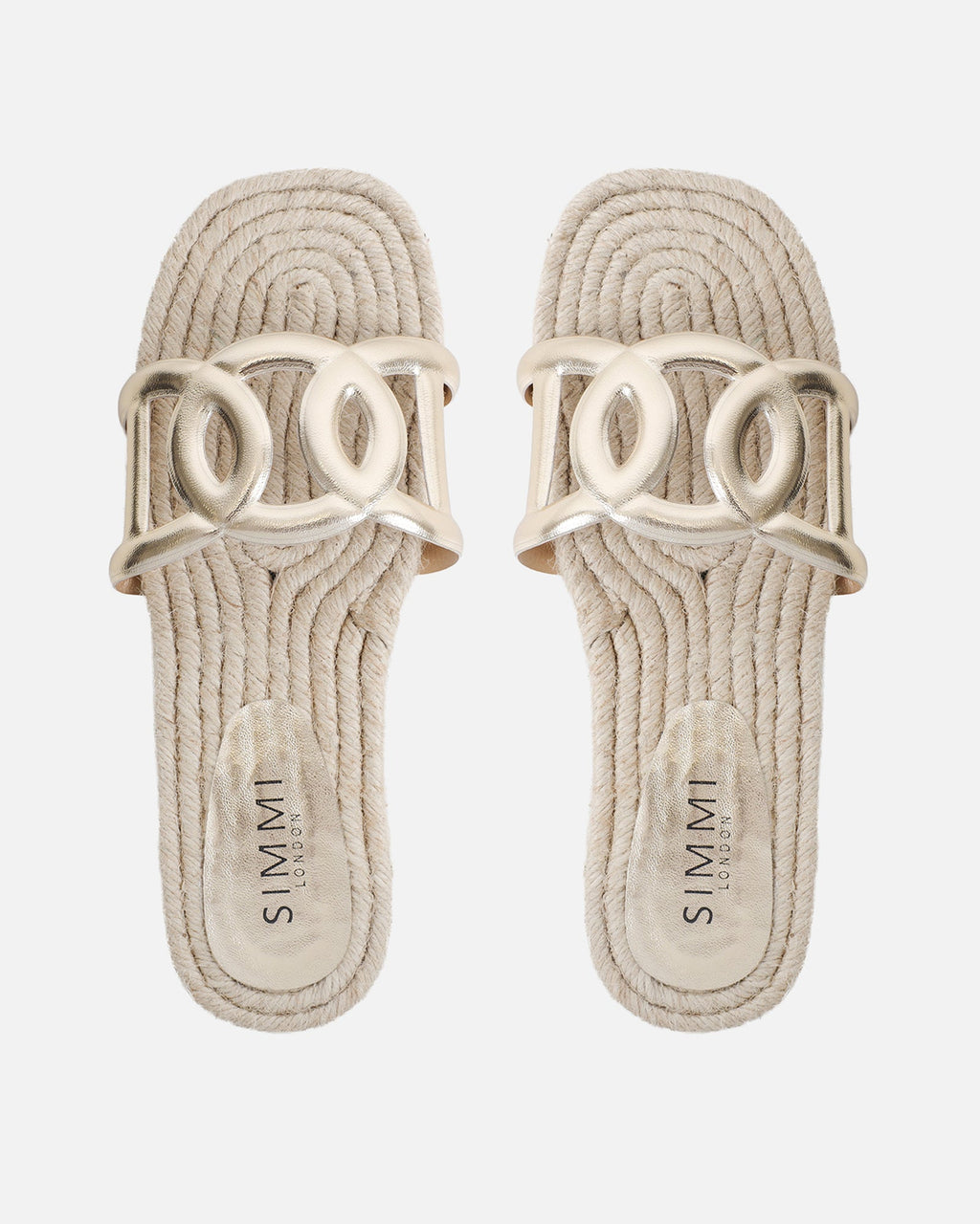 Carlos Gold Mirror Woven Flat Sandals