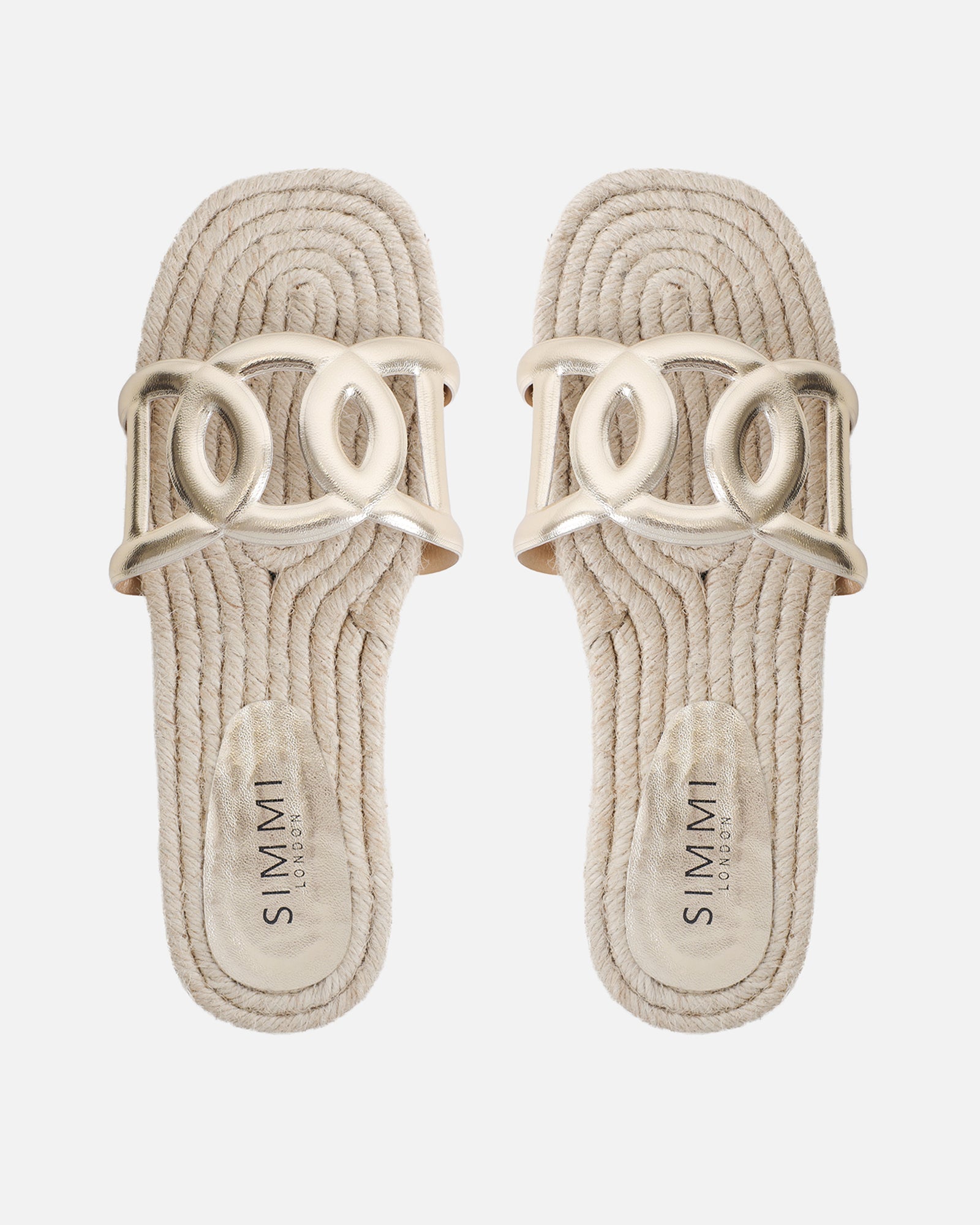 Carlos Gold Mirror Woven Flat Sandals