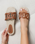 Carlos Tan Woven Flat Sandals