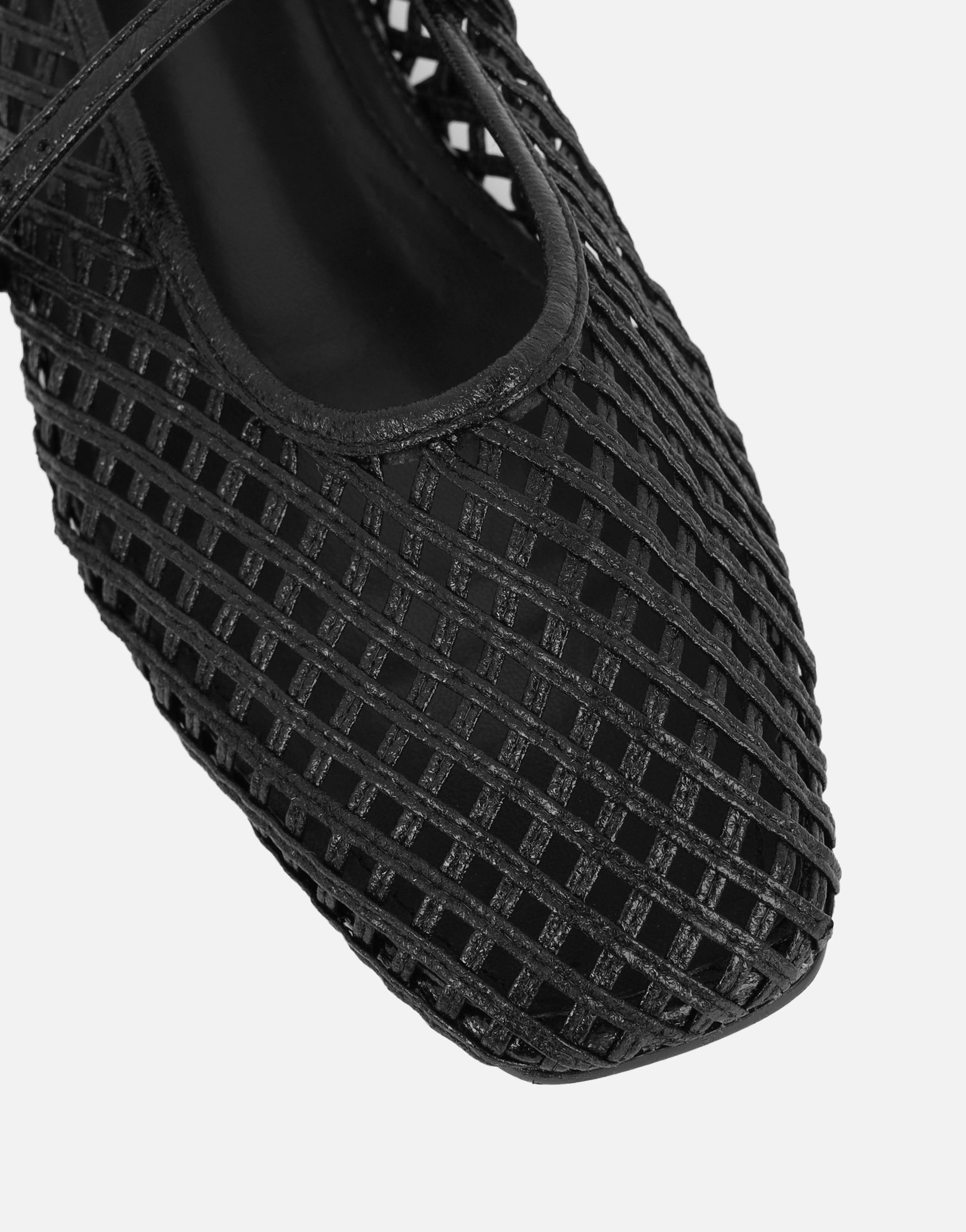 Cecilia Black Woven Mesh Ballet Flats