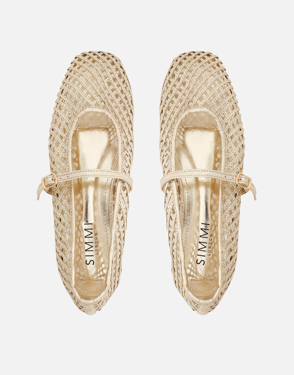 Cecilia Gold Metallic Woven Mesh Ballet Flats