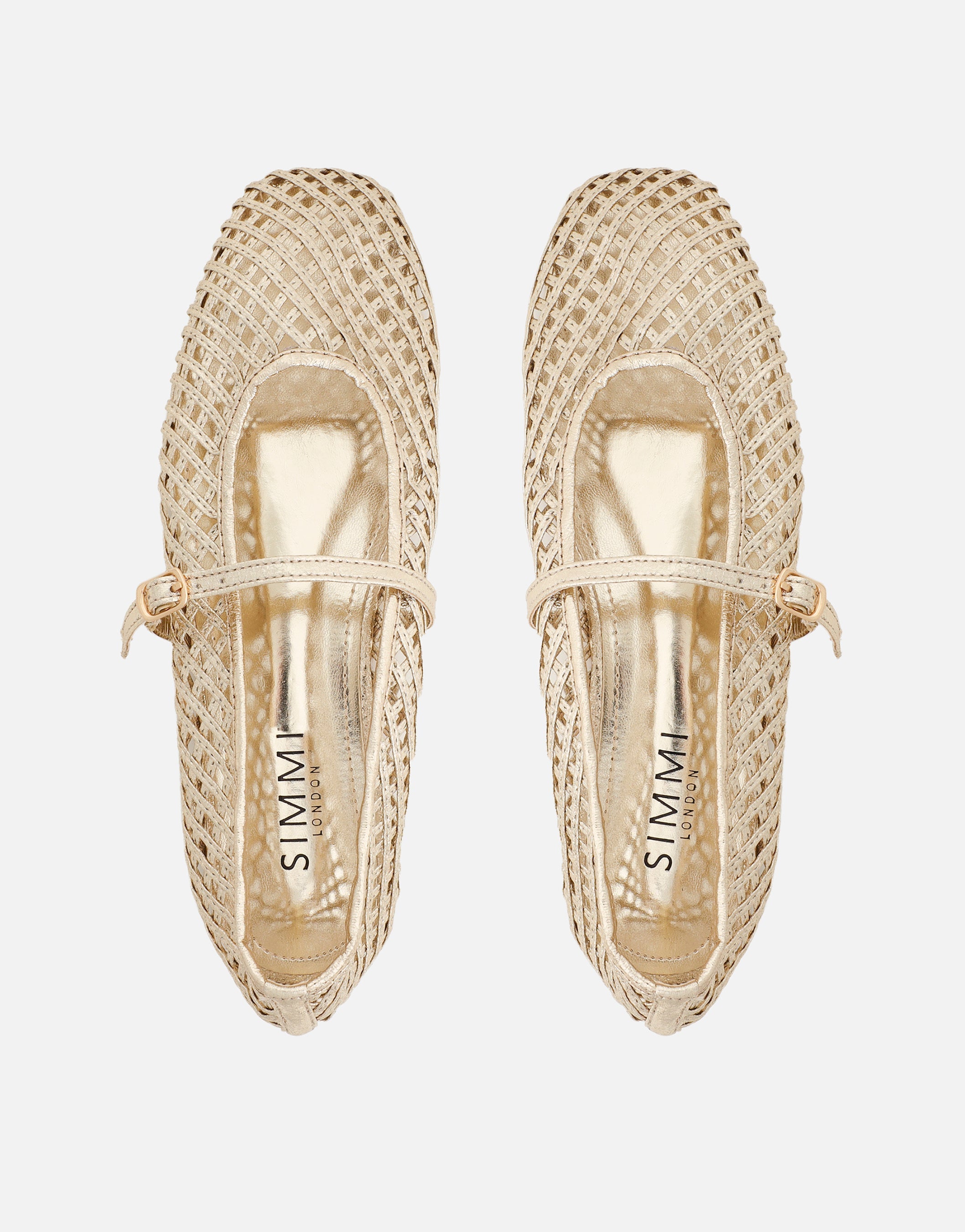 Cecilia Gold Metallic Woven Mesh Ballet Flats