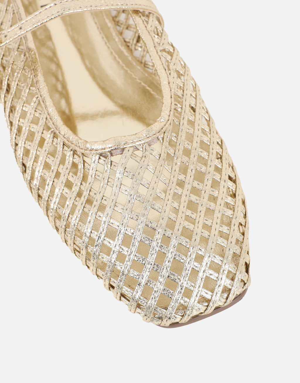Cecilia Gold Metallic Woven Mesh Ballet Flats