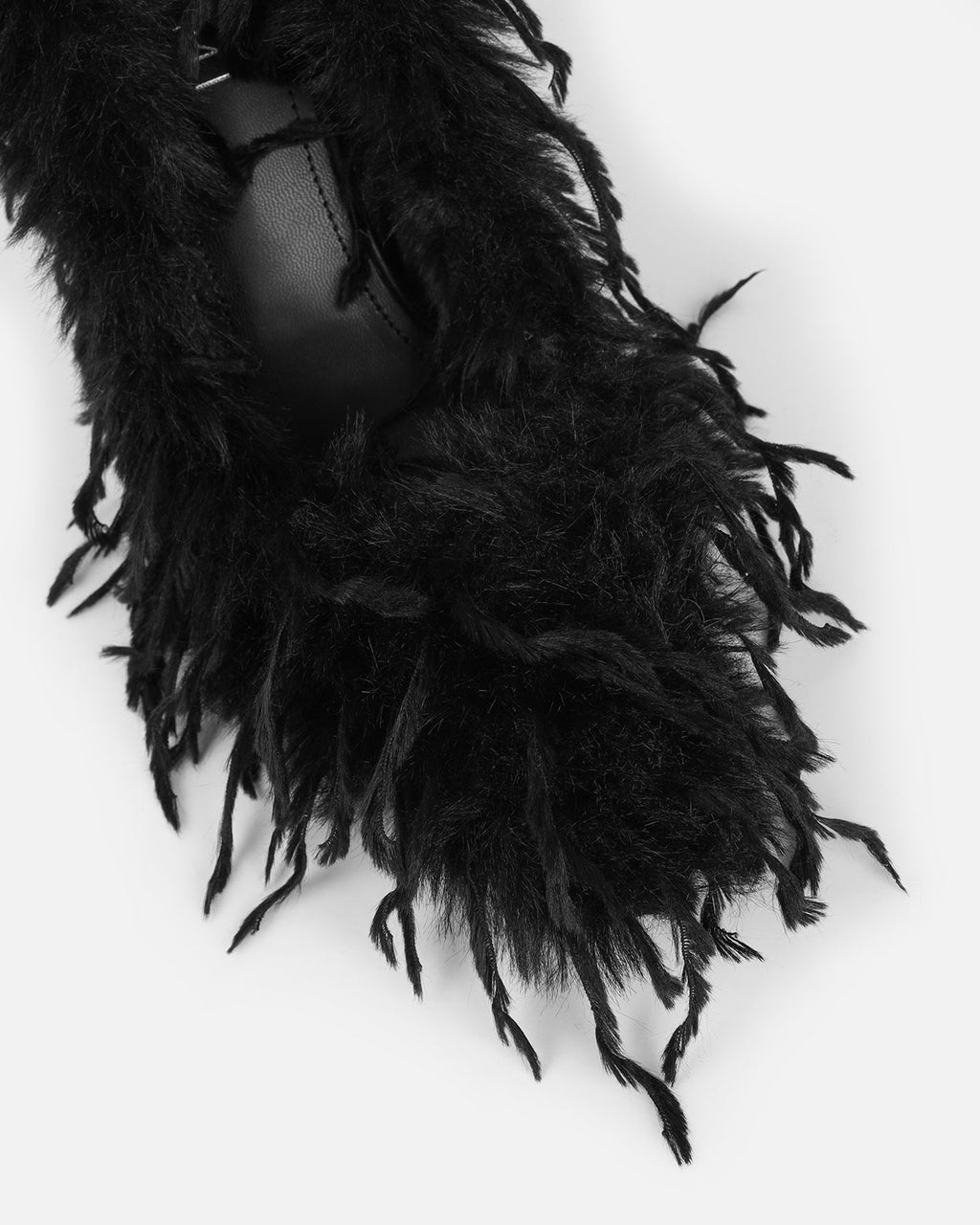 Charlee Black Faux Feathered Court Shoes