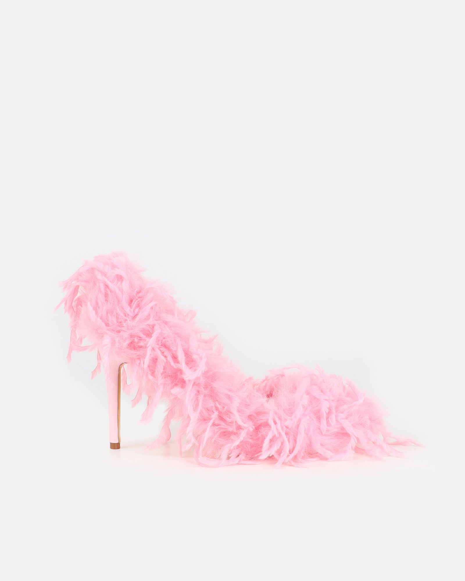 Charlee Pink Faux Feathered Court Shoes