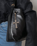 Avah Black DIamante Cross Charm