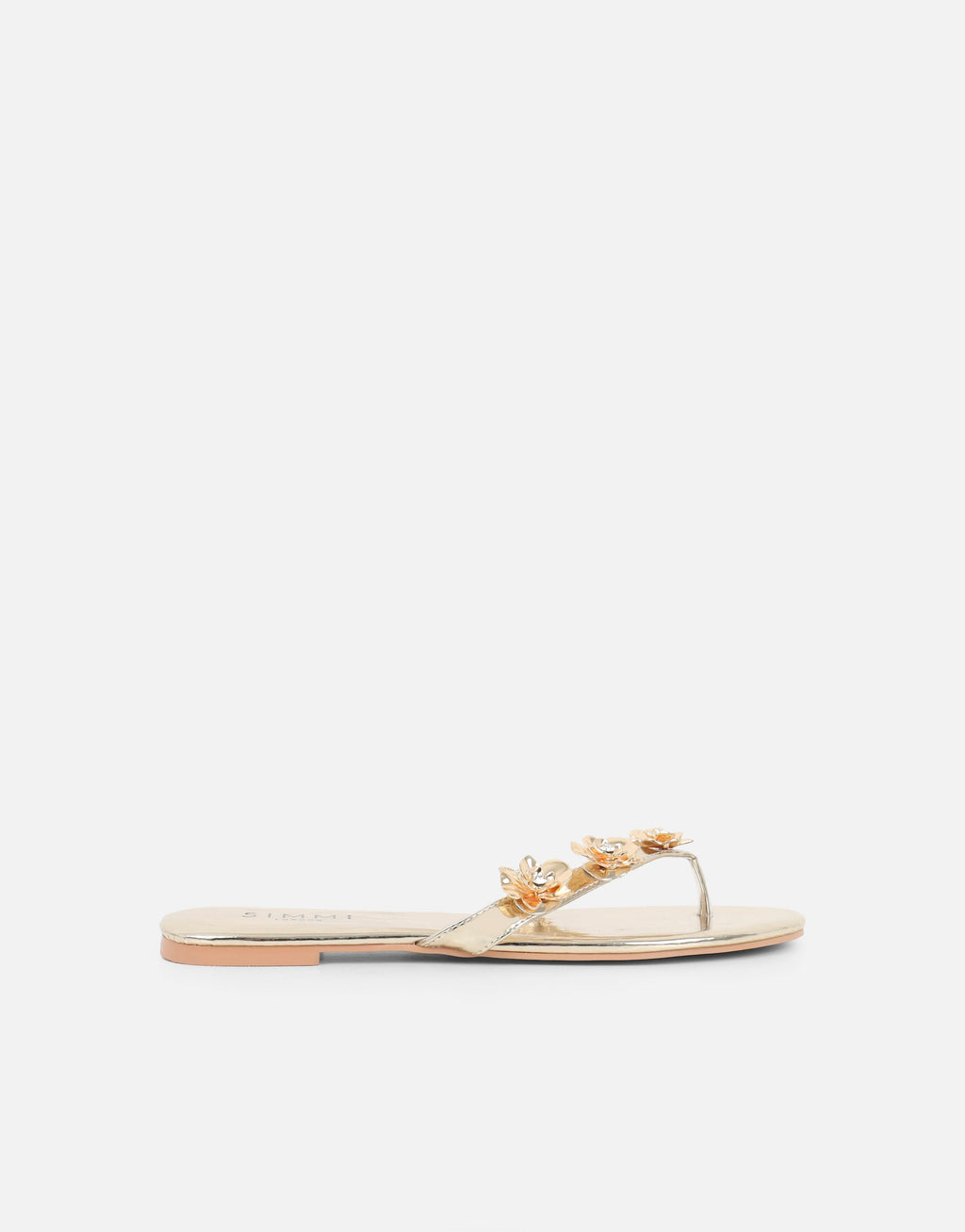 Carissa Gold Mirror Embellished Flat Sandals