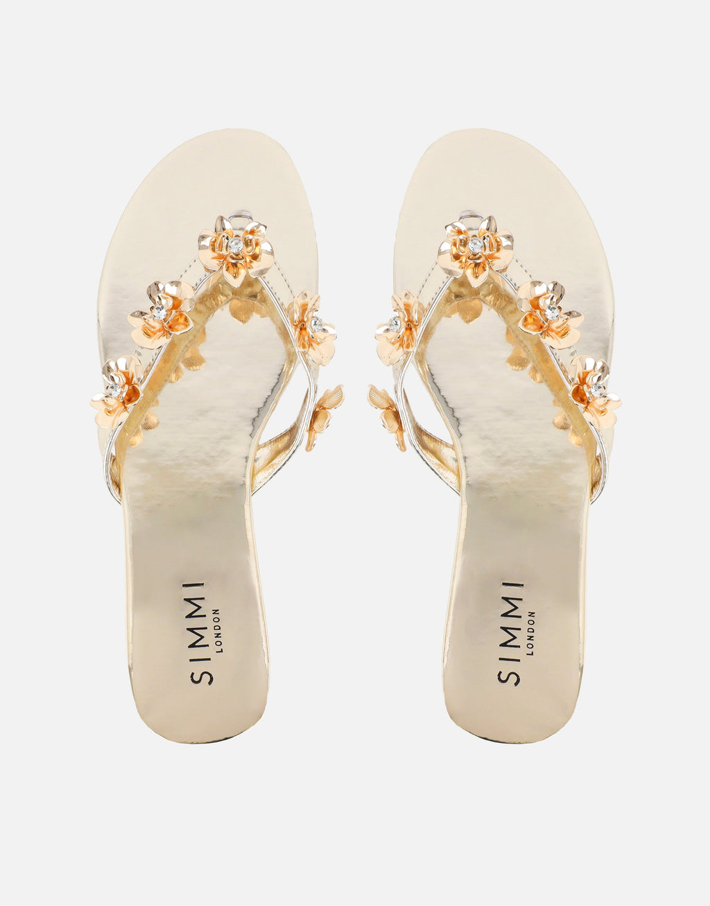Carissa Gold Mirror Embellished Flat Sandals