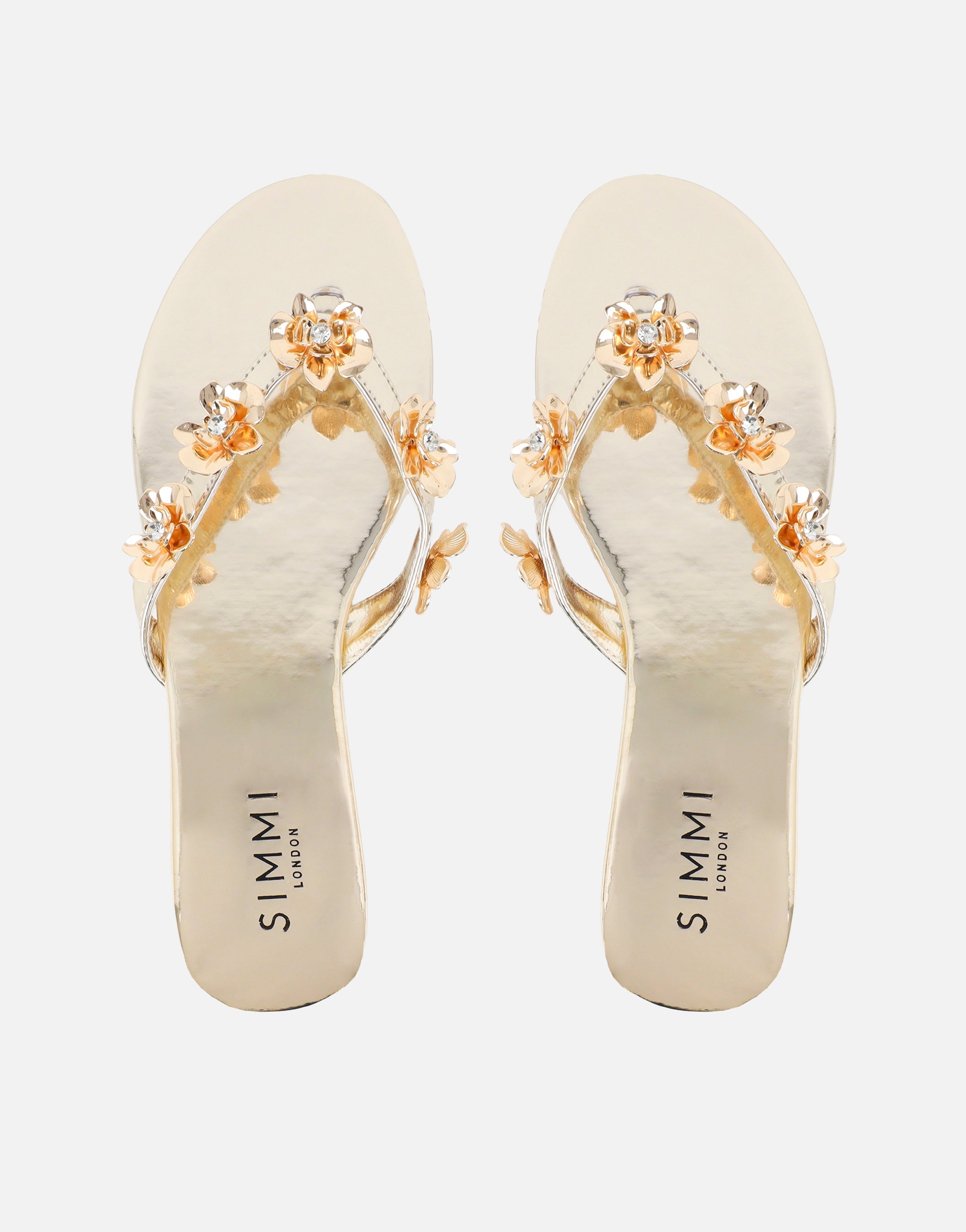 Carissa Gold Mirror Embellished Flat Sandals