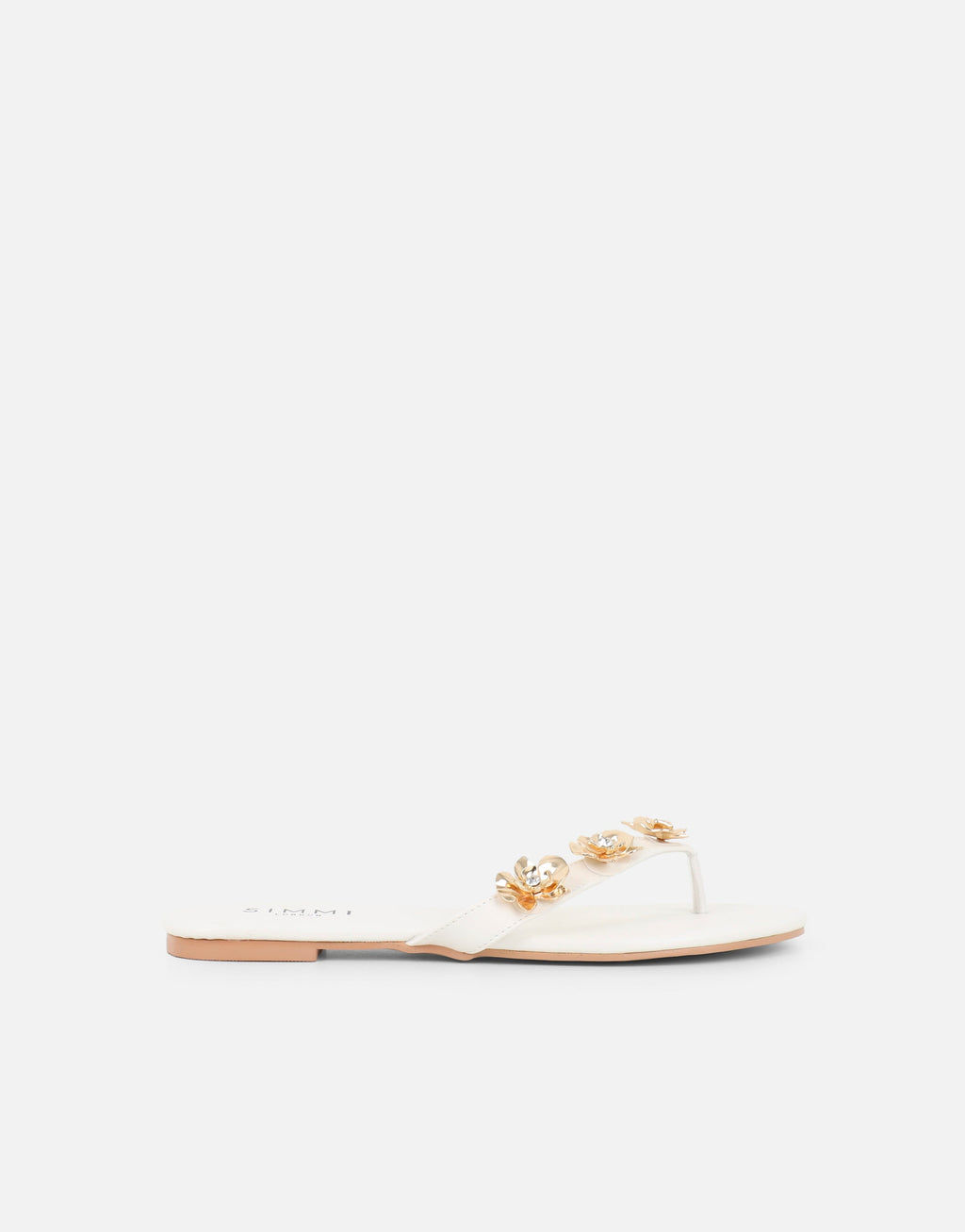 Carissa White Embellished Flat Sandals