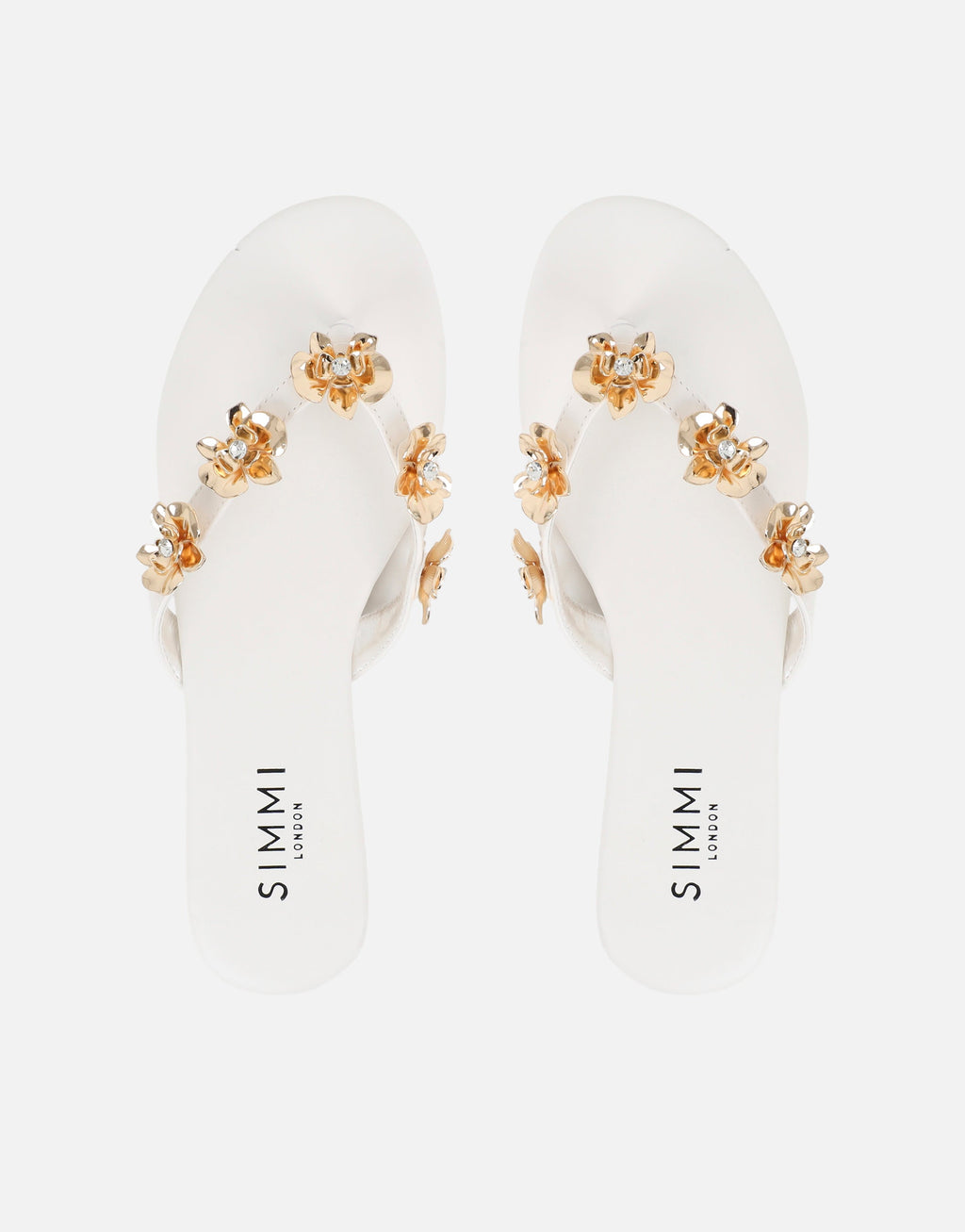 Carissa White Embellished Flat Sandals