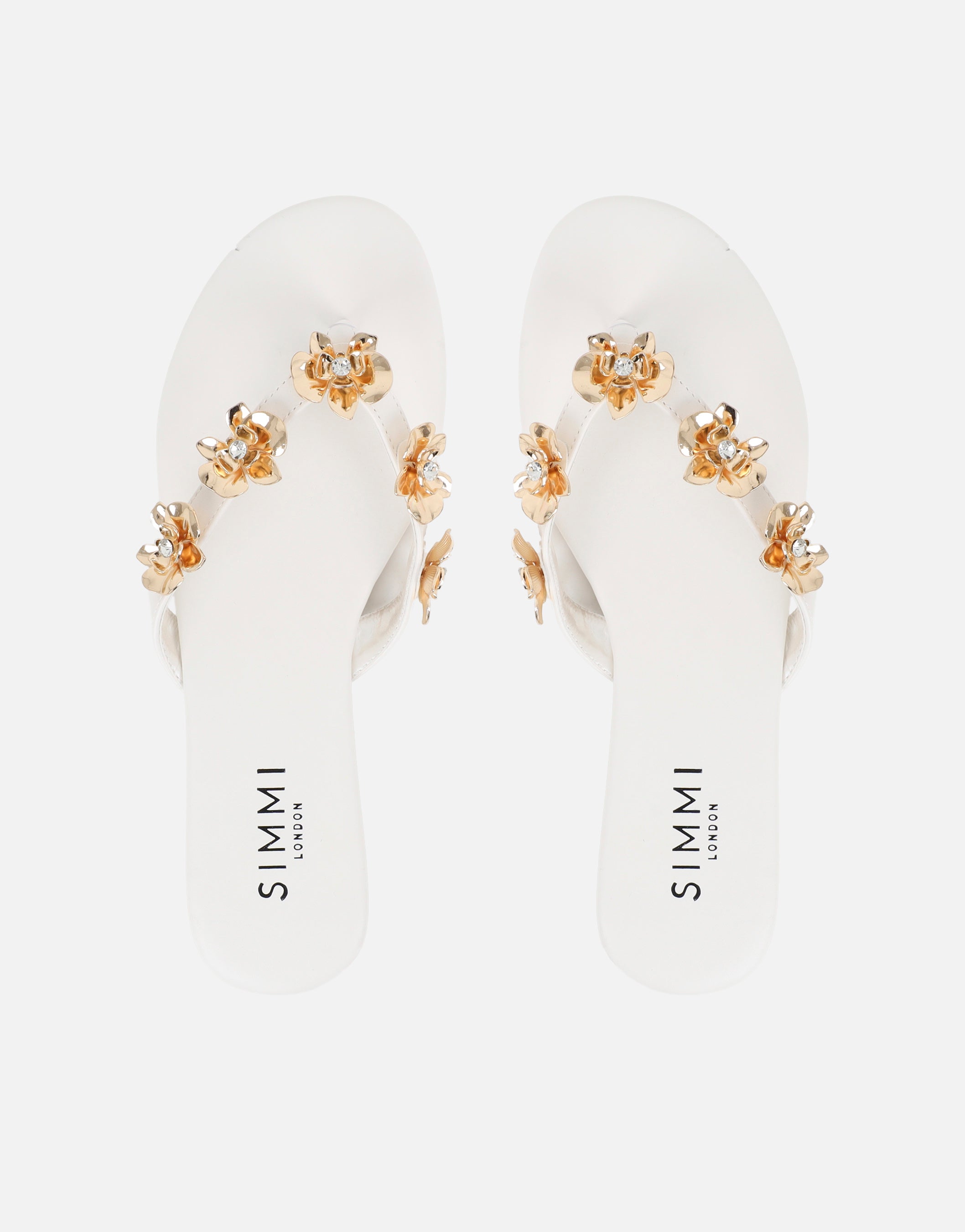 Carissa White Embellished Flat Sandals