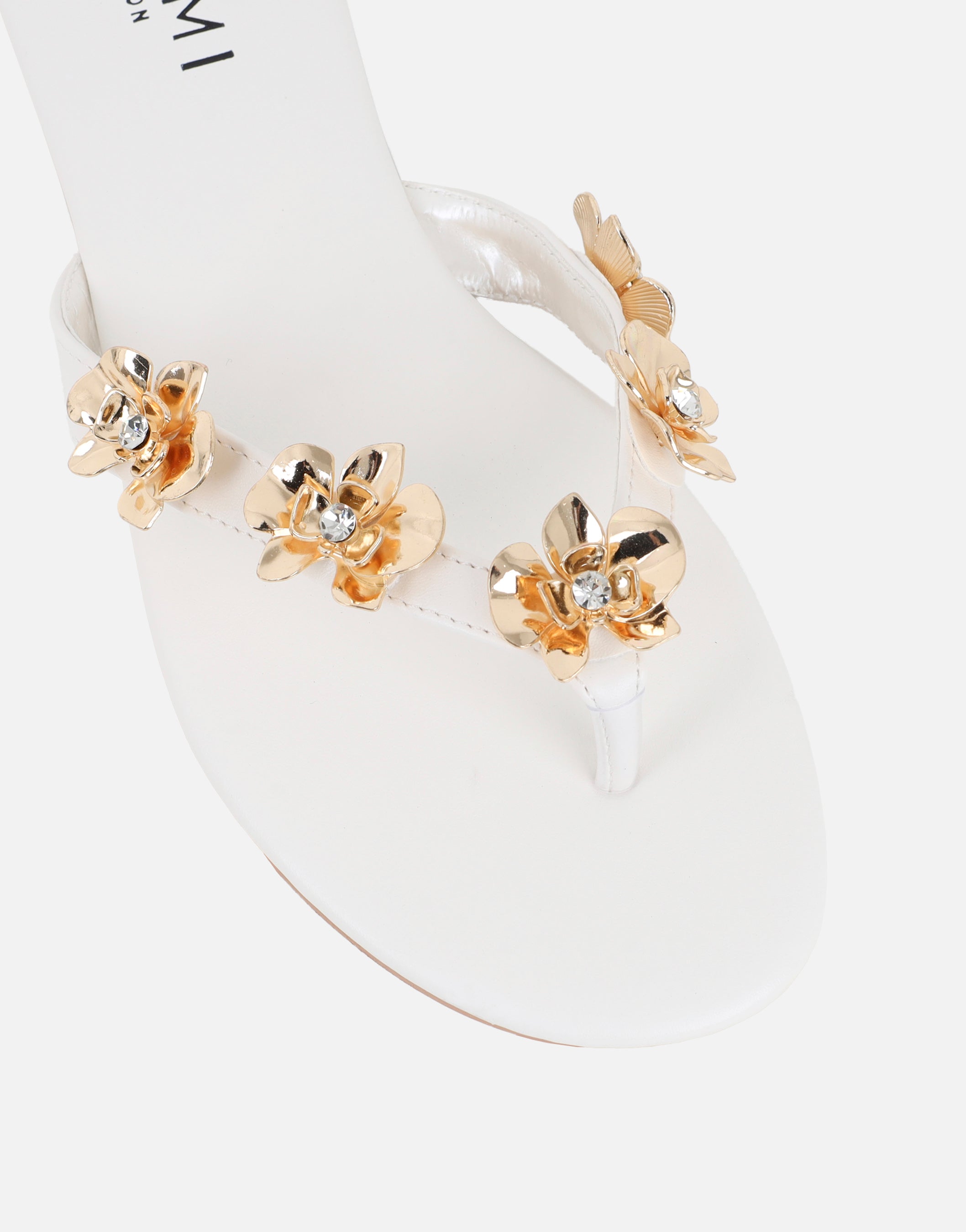 Carissa White Embellished Flat Sandals
