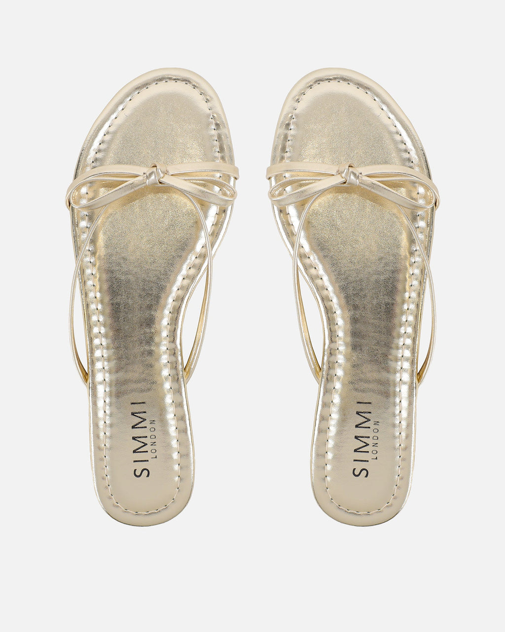 Char Gold Metallic Bow Sandals