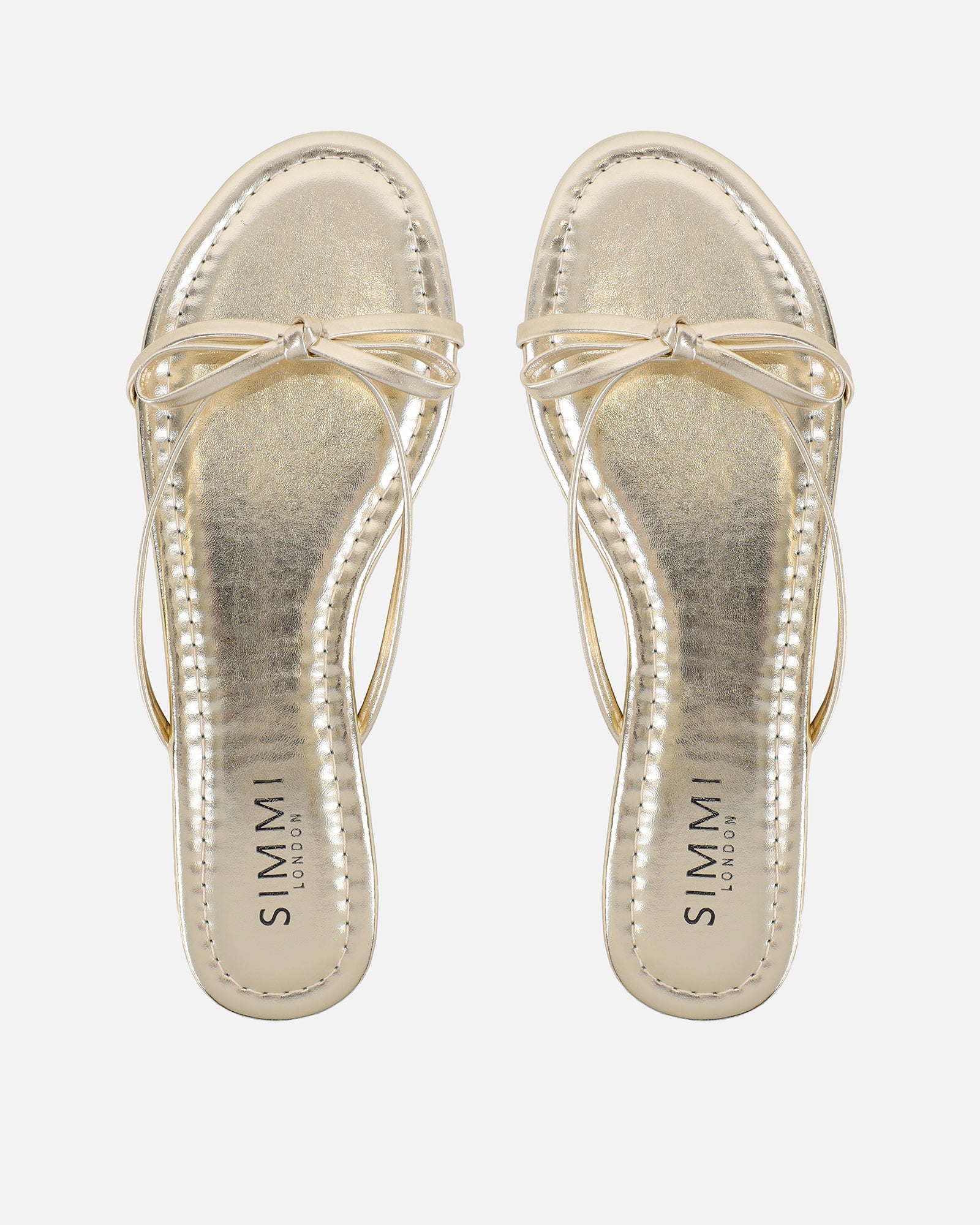 Char Gold Metallic Bow Sandals