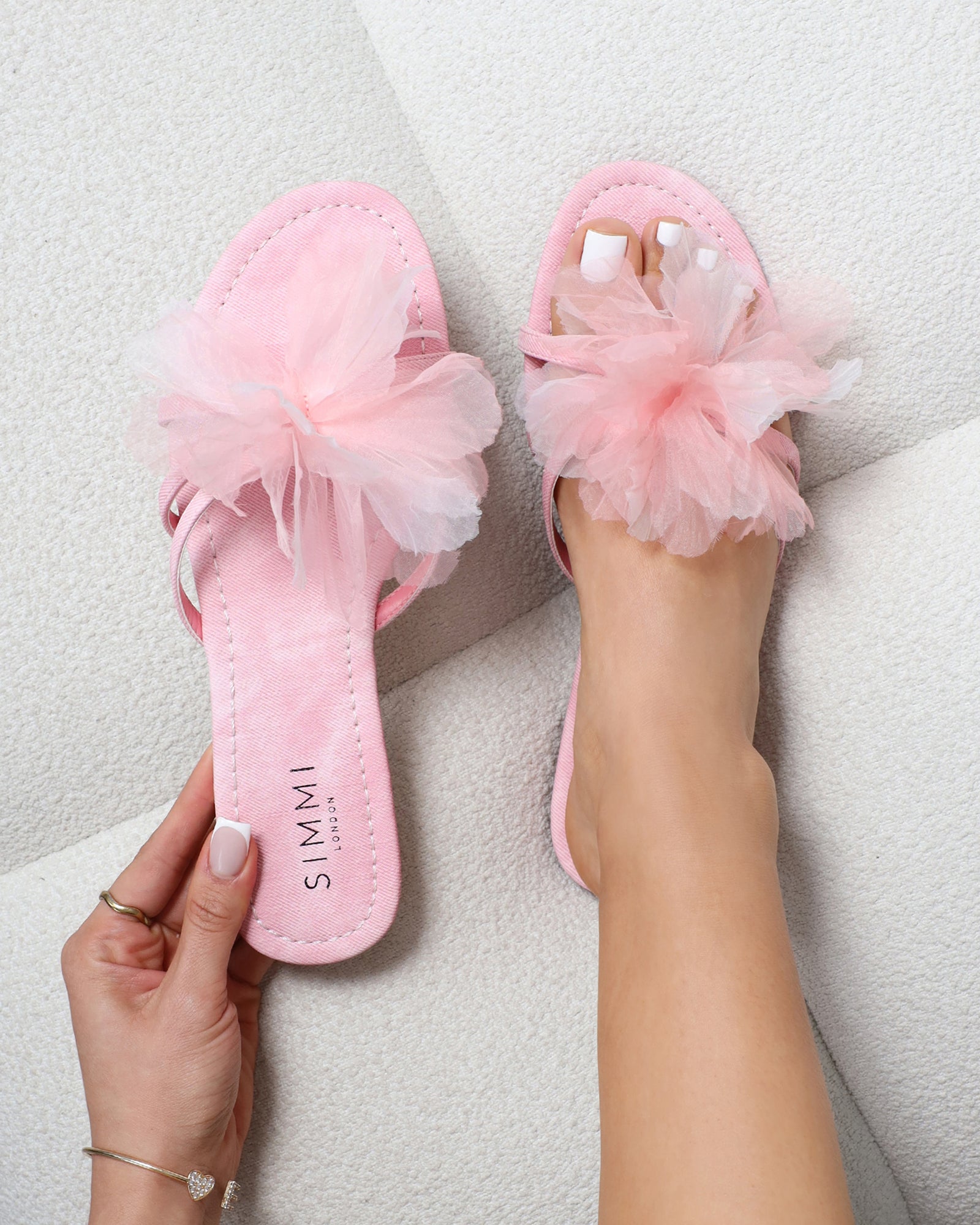Shole Pink Wash Flat Sandals