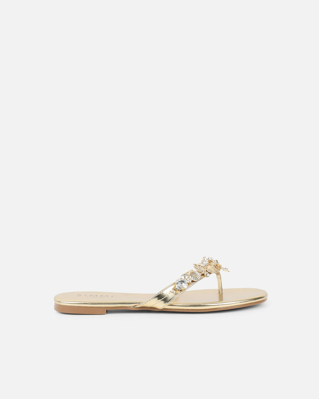 Sandy Gold Metallic Shell Detail Flats